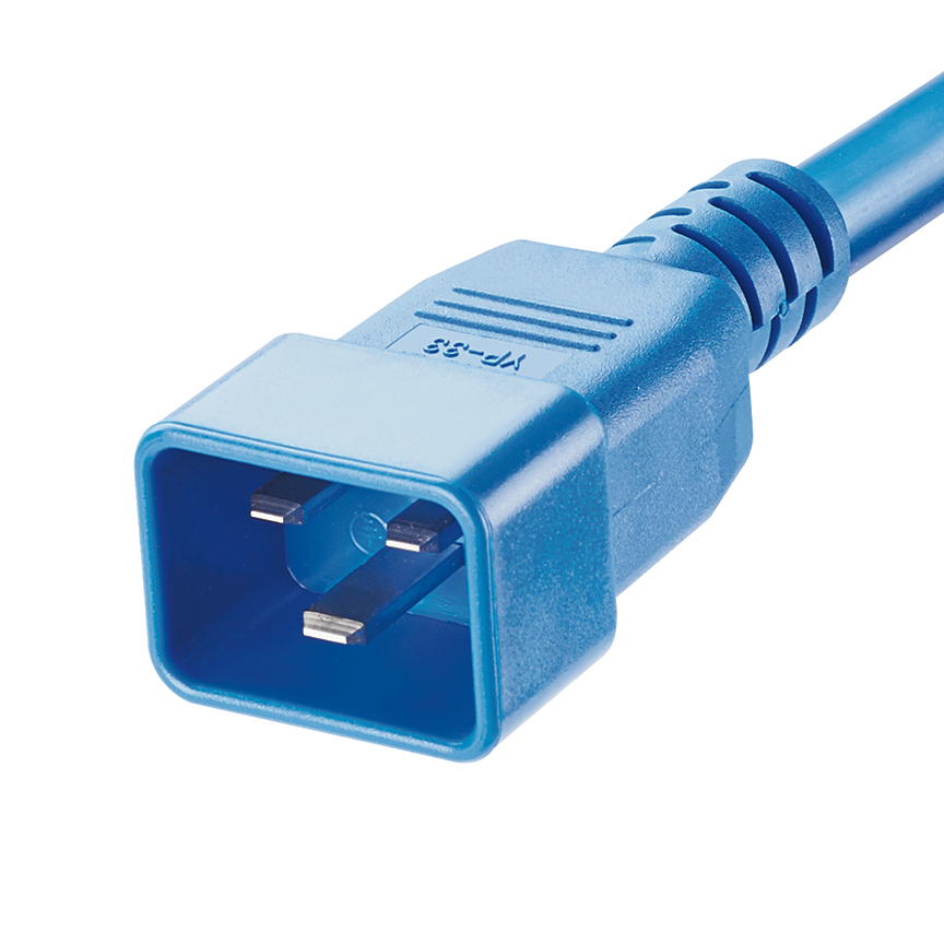 Power Cord, IEC C20 to IEC C19, 6 feet (1.8m), Blue