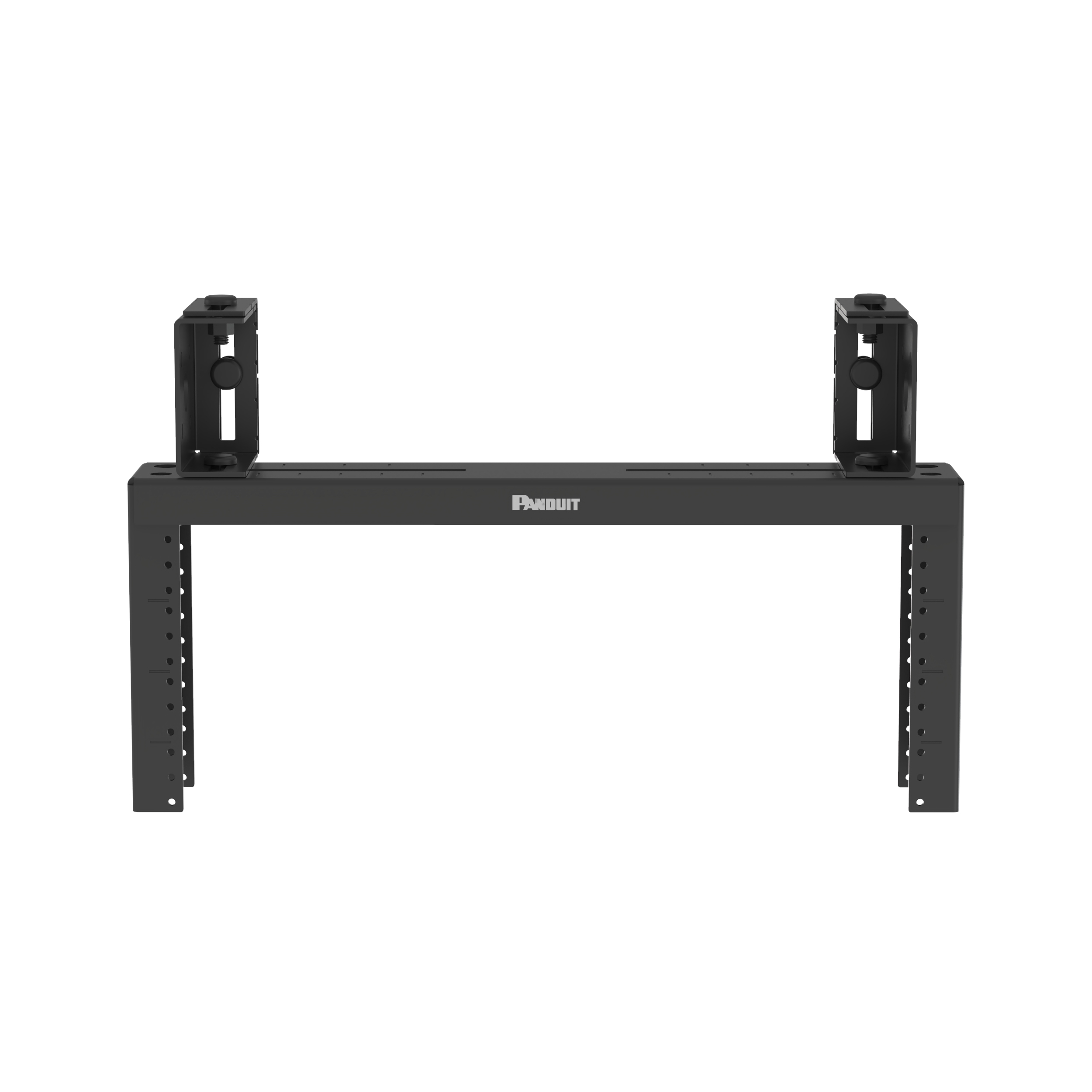 Overhead Distribution Rack, 2-Post, 4RU, #12-24 Threaded E-Rails, Black