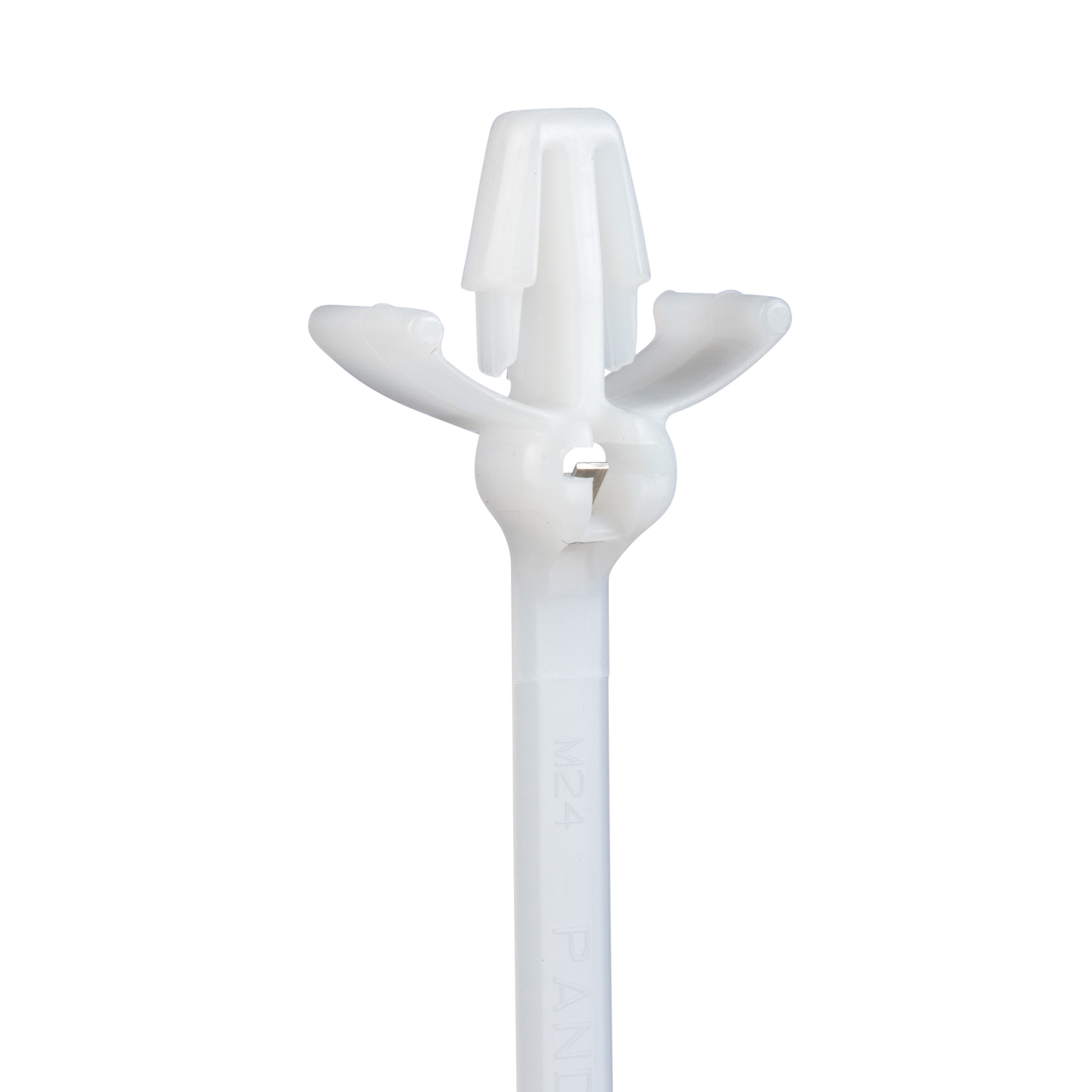 Cable Tie, Wing Push Mount, Metal Barb, 168L, 3.6W, Nylon 6.6, Natural, PK500