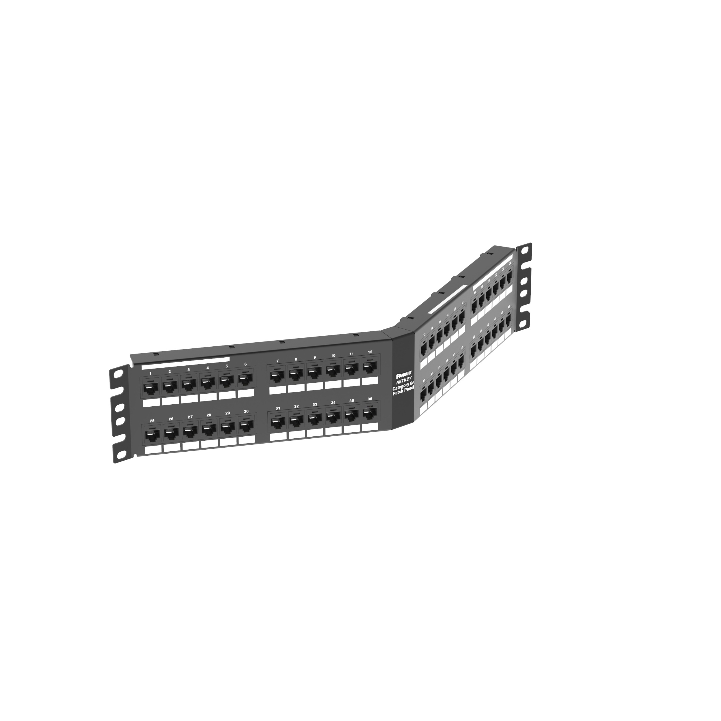 Cat 6A Dik Açılı Keystone Yama Paneli, 2 RU