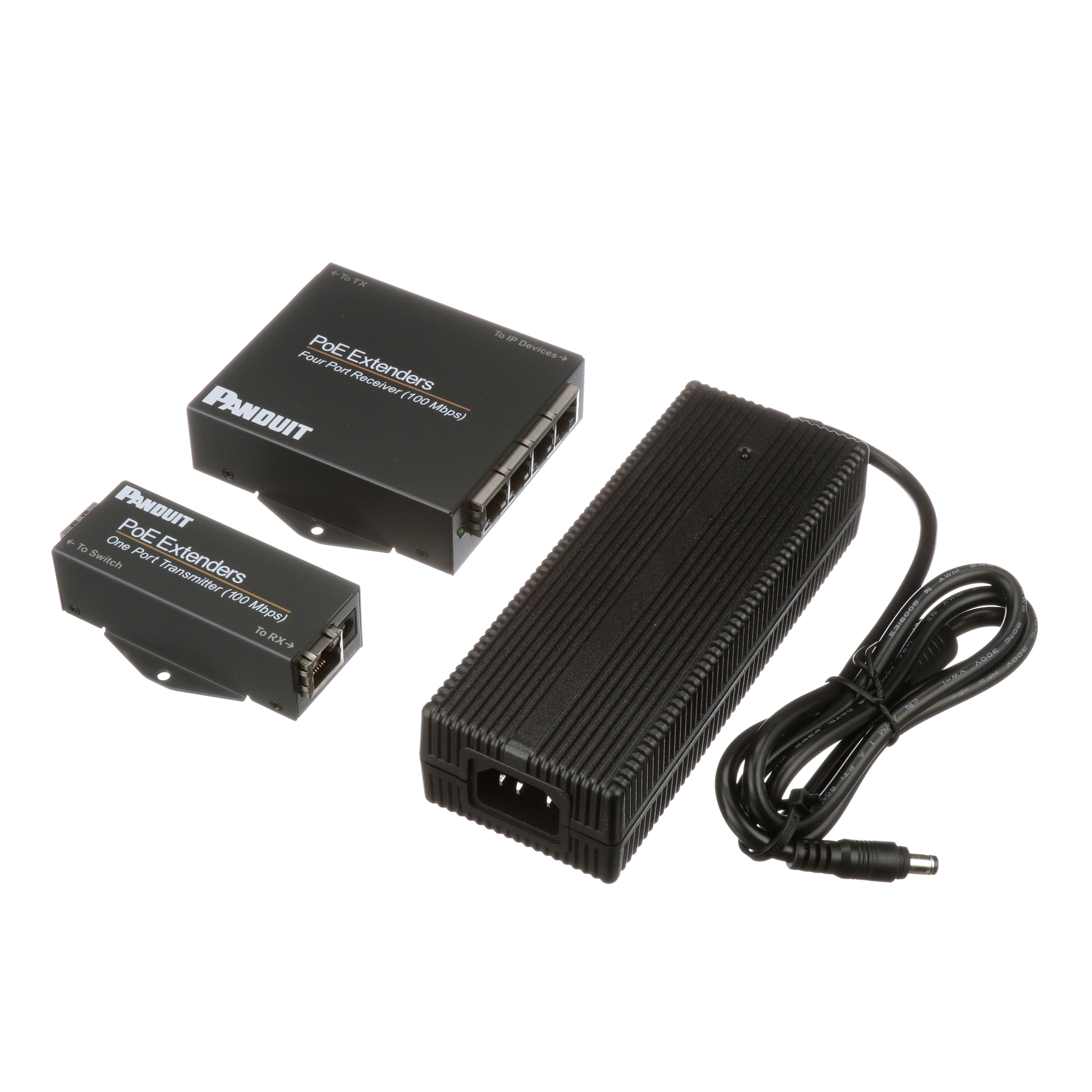PoE Genişletme Seti, 1 Port Tx ve 4 Port Rx Kutusu, 110W Güç Kaynağı, Güç Kablosuz