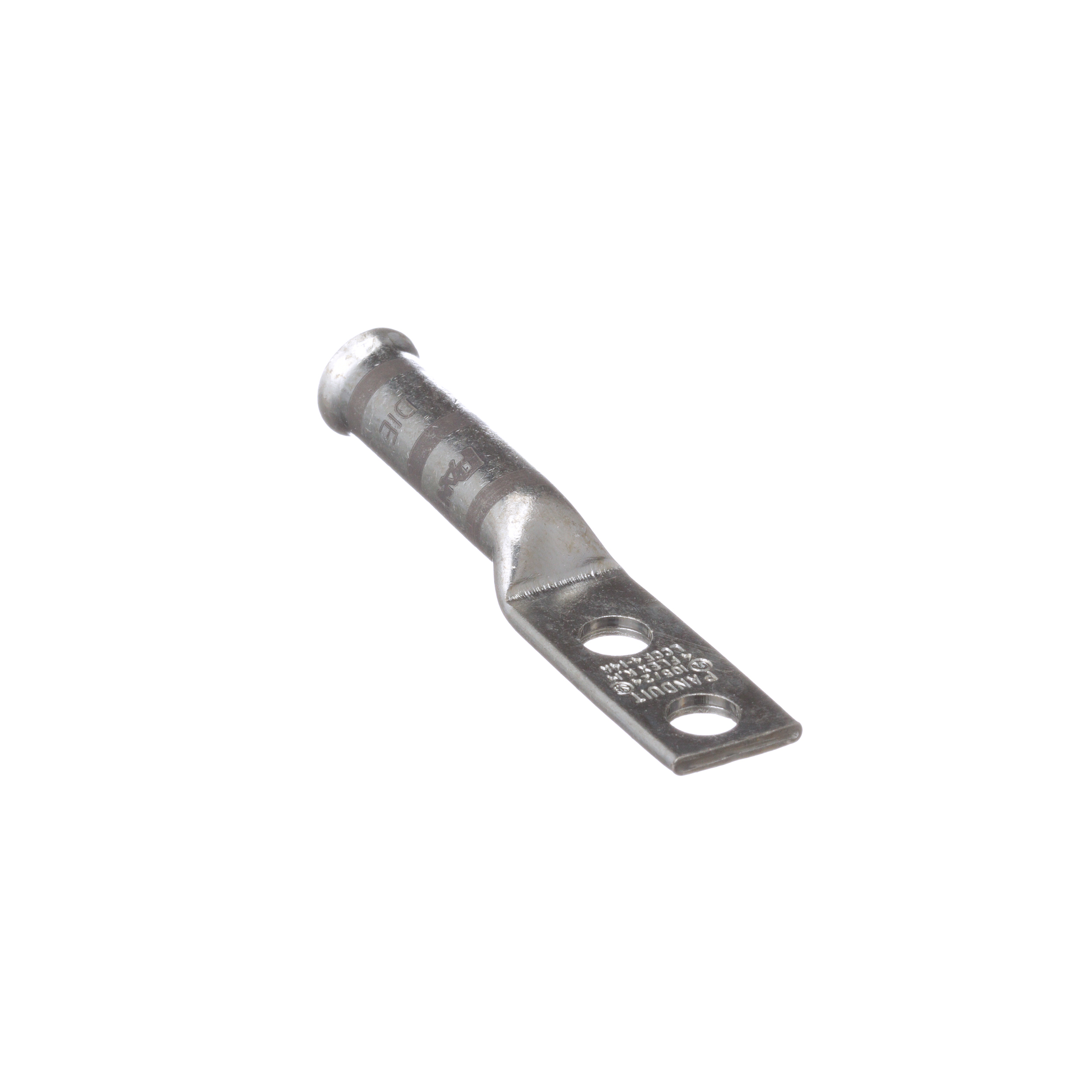 Bakır Uzun Çanaklı Sıkıştırmalı Genişletilmiş Pabuç, 2 Delikli, 4 AWG Esnek, 1/4 Somun, 5/8 Boşluk