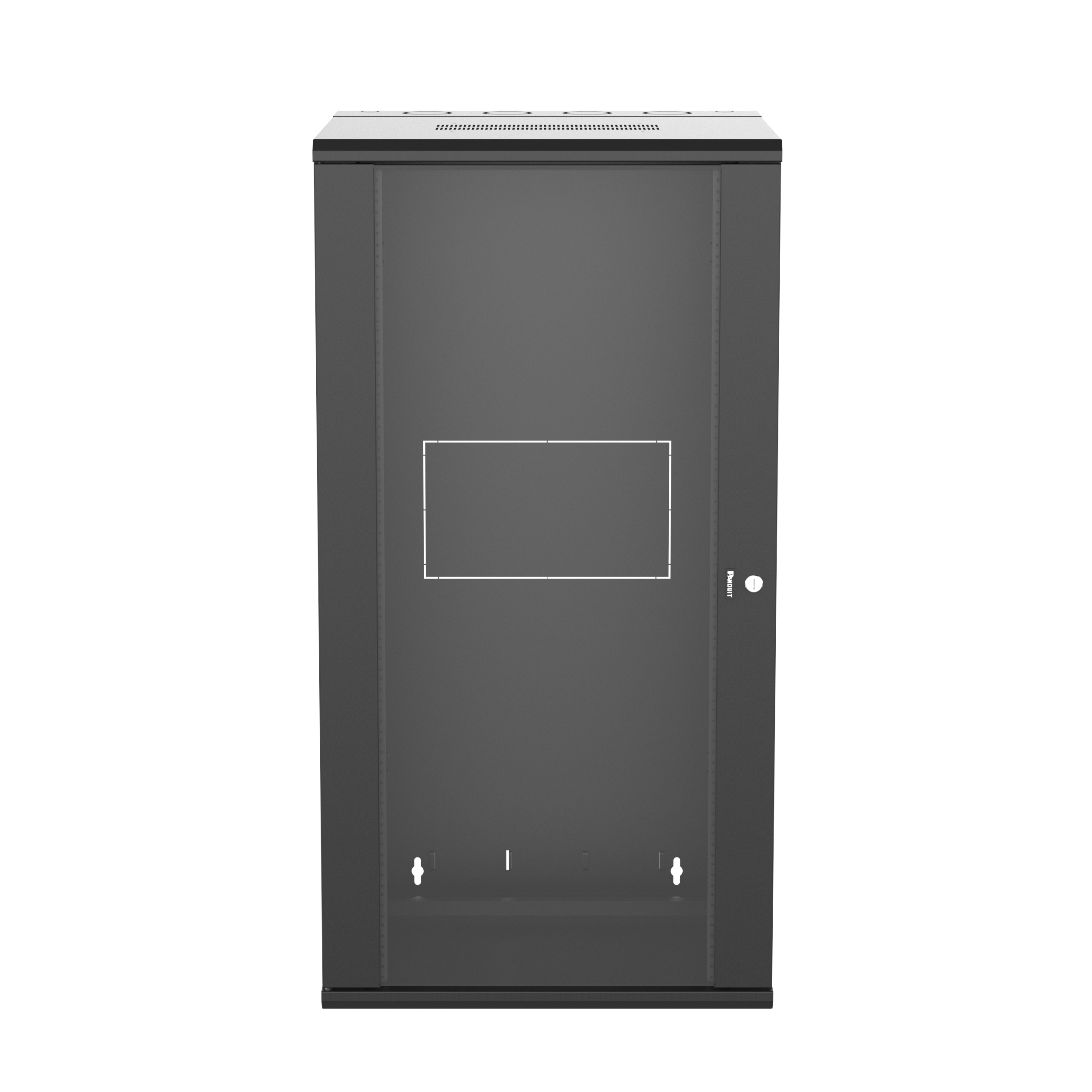 PanZone® Duvar Montajlı Kabin, 26RU, 25" Derinlik, Camlı Kapı, Siyah