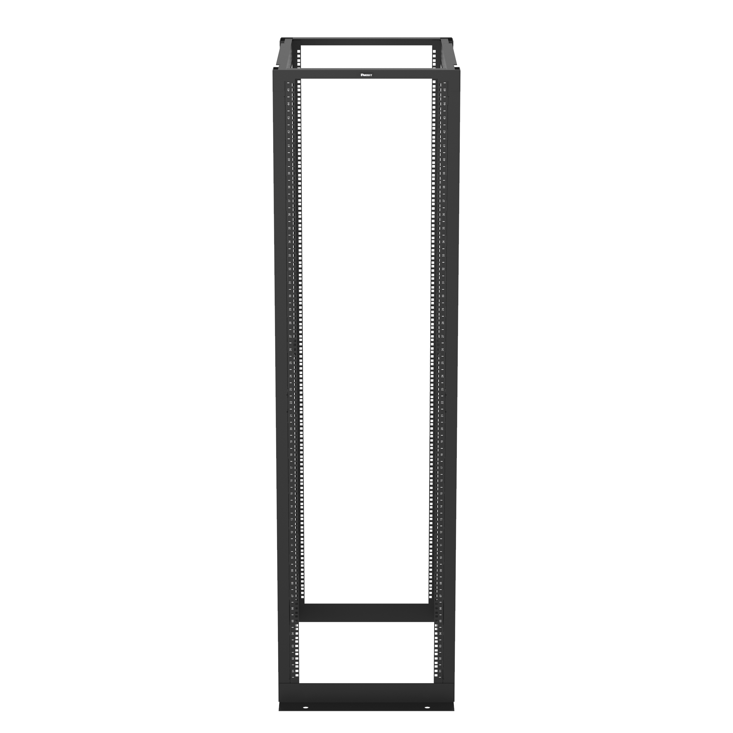 4 Post Rack, 45RU, 30 in. Derin, Kafes Somun E-Raylar, Siyah