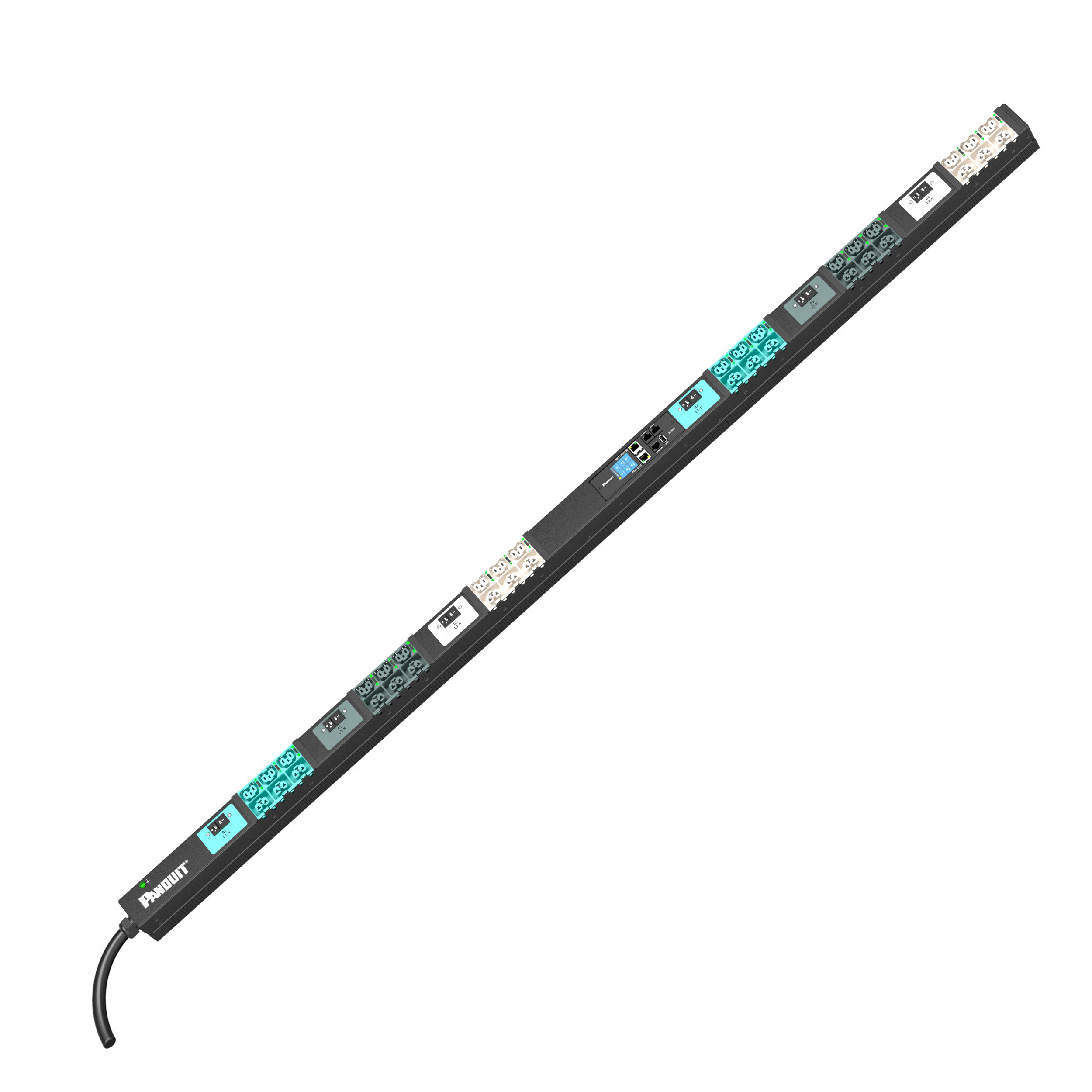 EL2P MSPO PDU, 32/30 AMP, (18)C13/C15, (18)C13/C15/C19/C21, IEC 60309 3P+N+E 6h 32A/30A (IP44), SİYAH