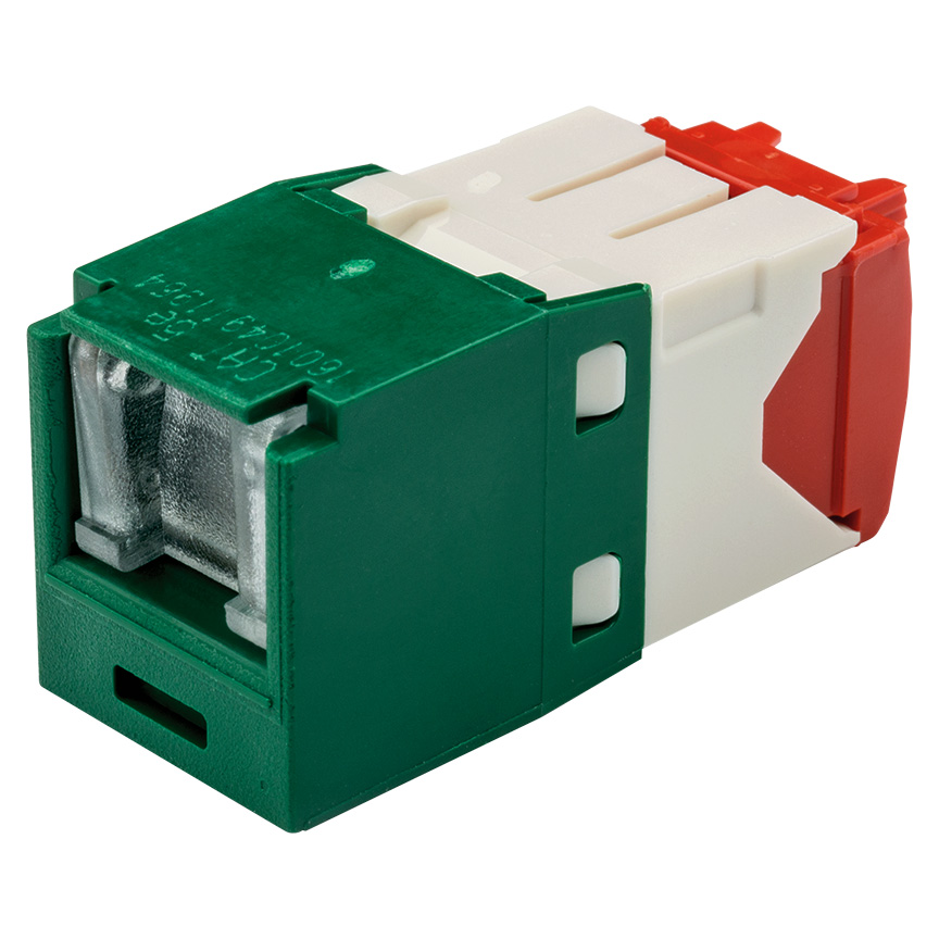 UTP RJ45 Cat 5e Shuttered TG Jack Module, Green