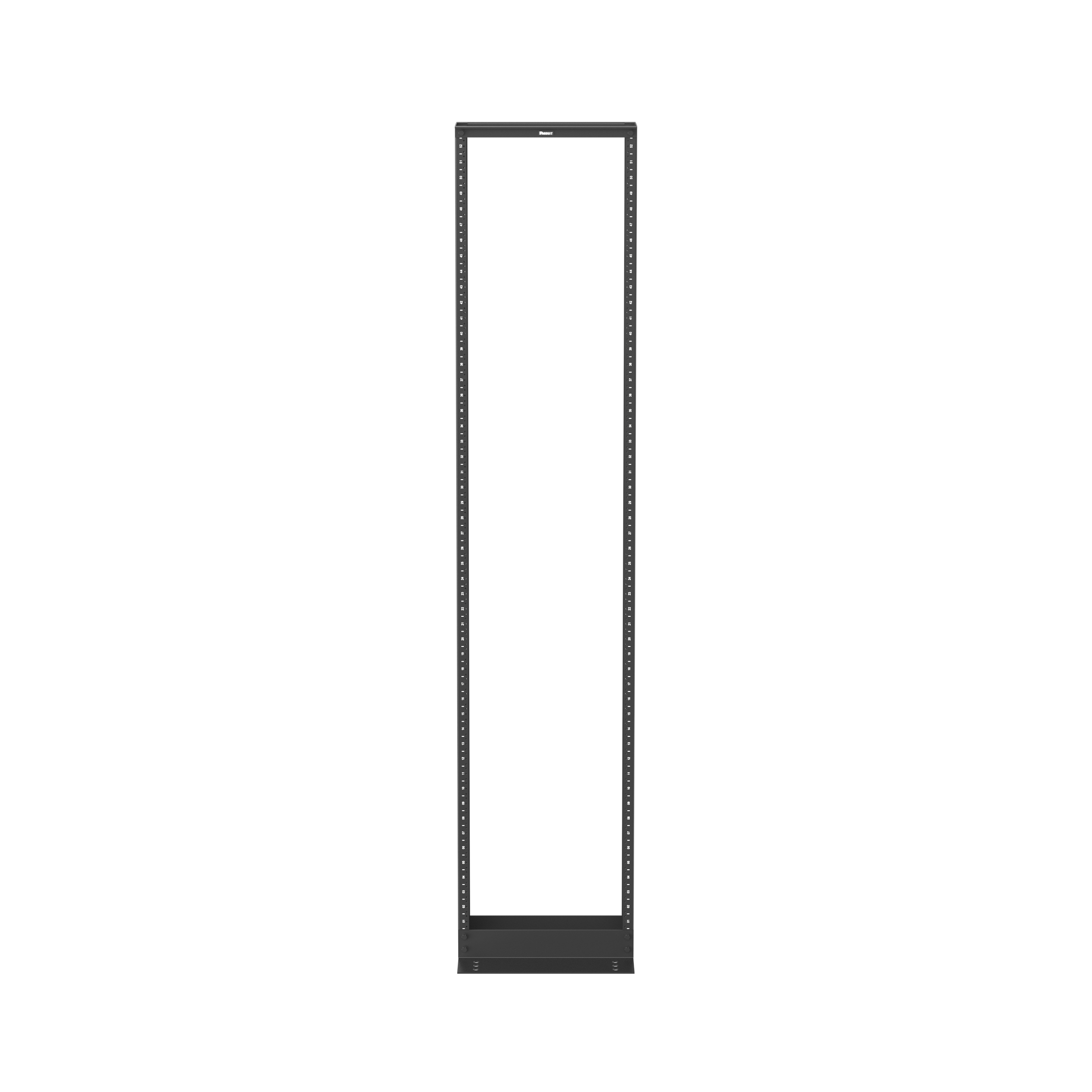 2 Post Rack, 52RU, 6 in. Derinlik, #12-24 Dişli E-Raylar, Çelik, Siyah