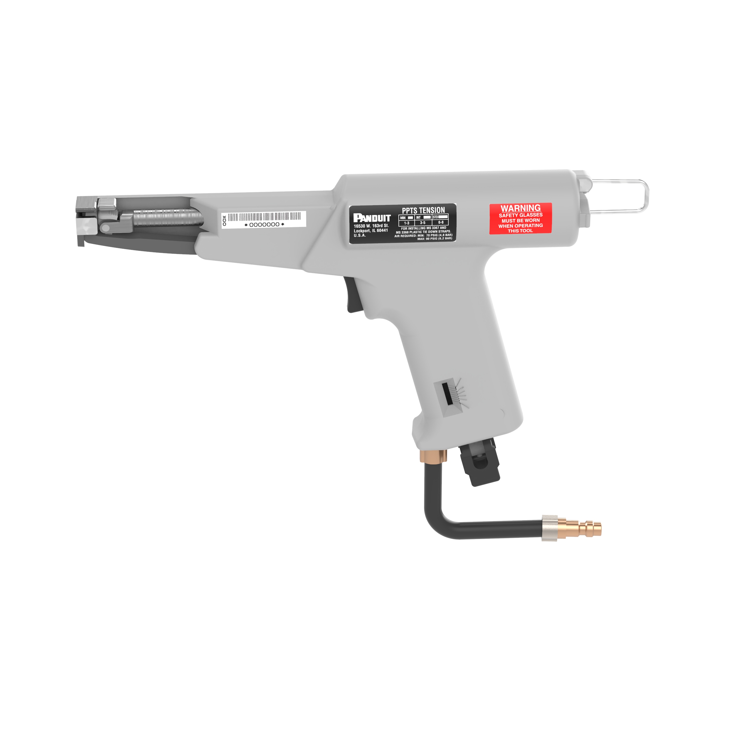 Pneumatic Cable Tie Hand Tool, Light Gray, 217x24.4mm, PK1