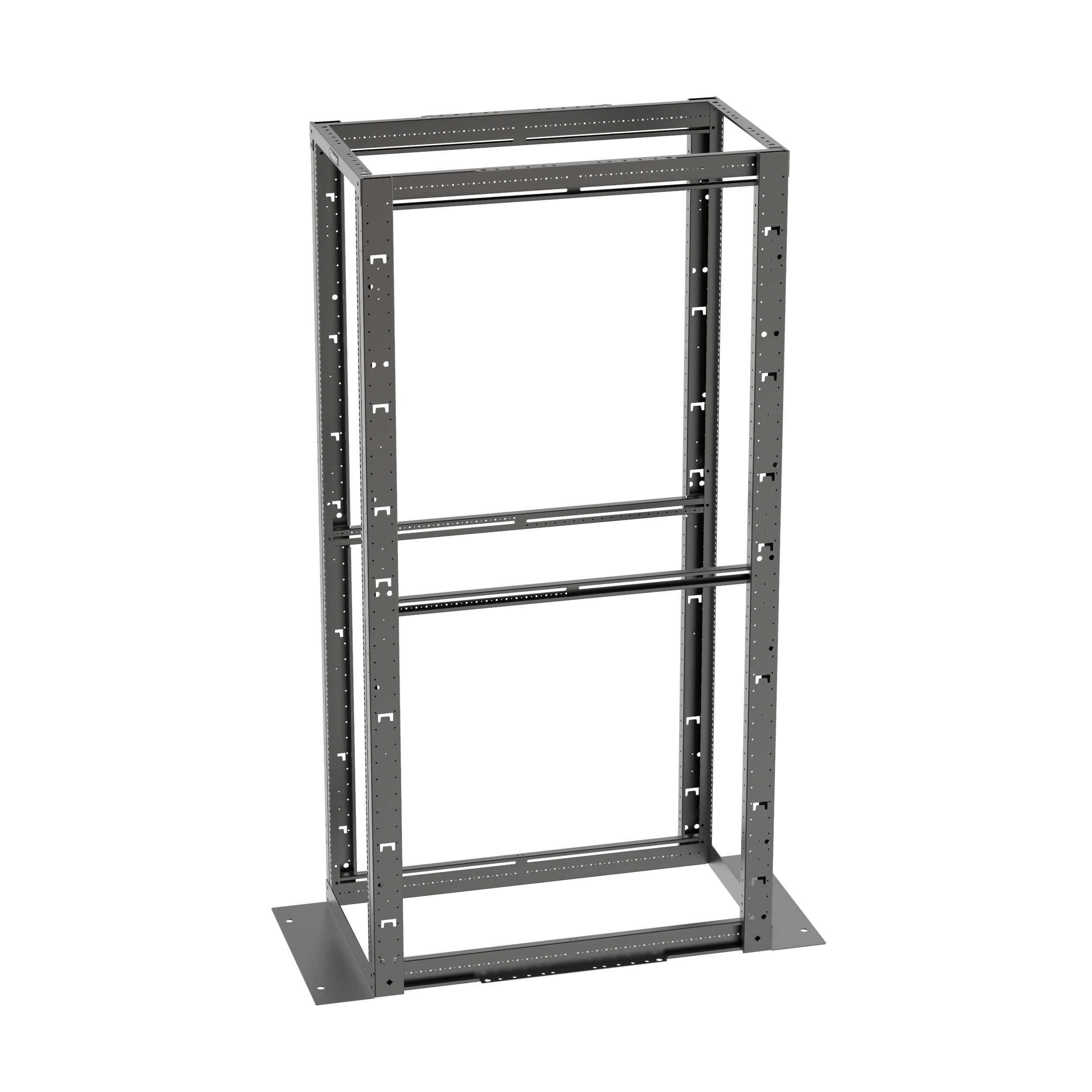 4 Post Rack, 45RU, 41.5 in. Derin, Kafes Somun E-Rayları, Siyah