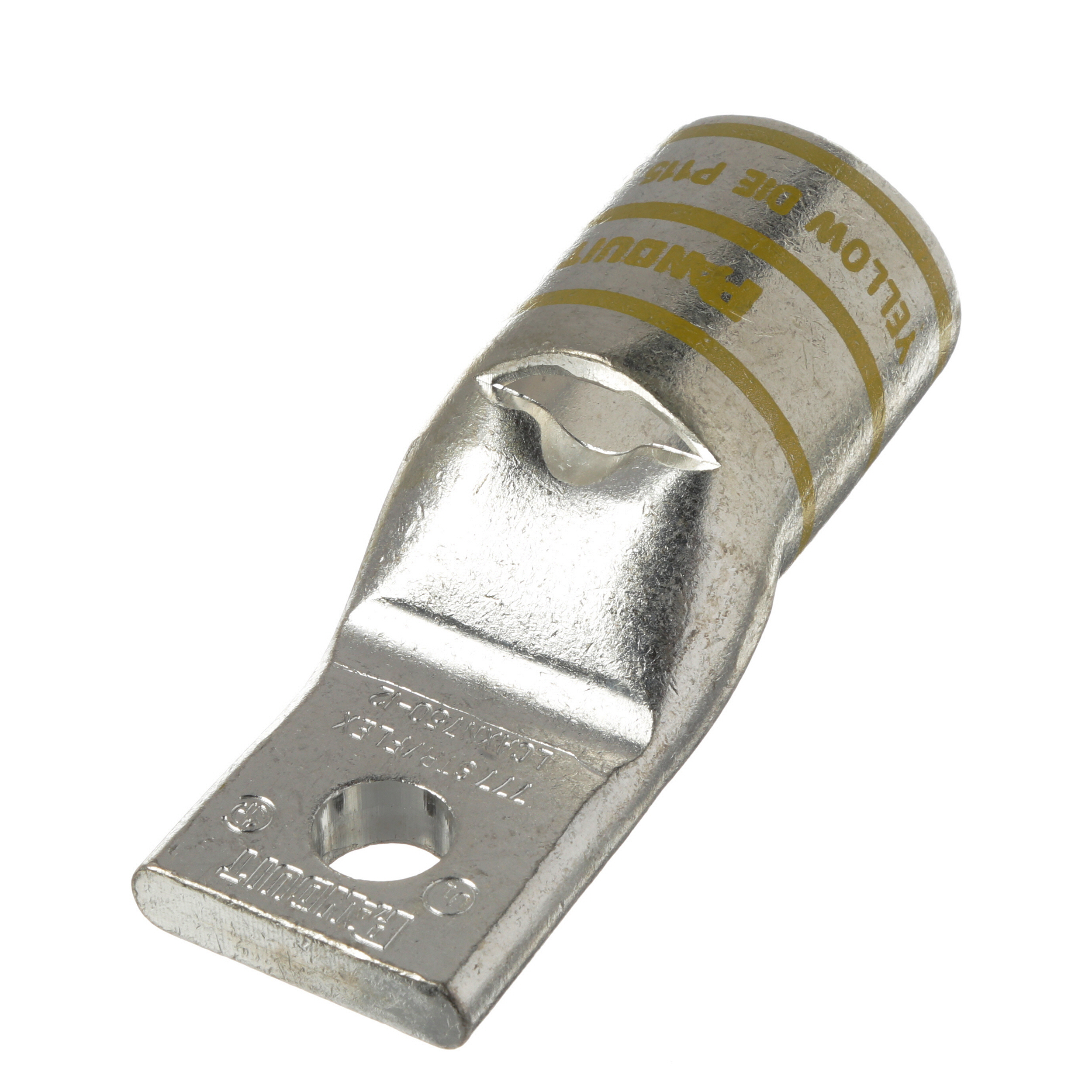 Copper Compression Lug,Narrow,300kcmil,Flex,3/8" Stud,Tin-Plated