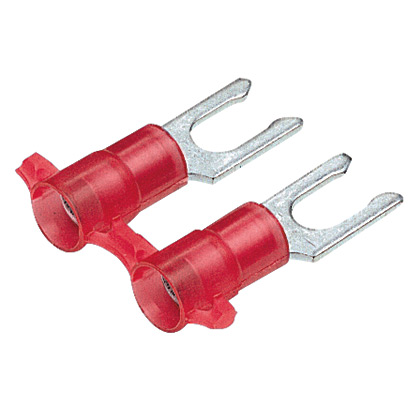 Kilit Çatal Terminali, Kırmızı, Naylon, 3.5mm Çaplı, 0.5-1mm² Kablo, 3000'lü Paket