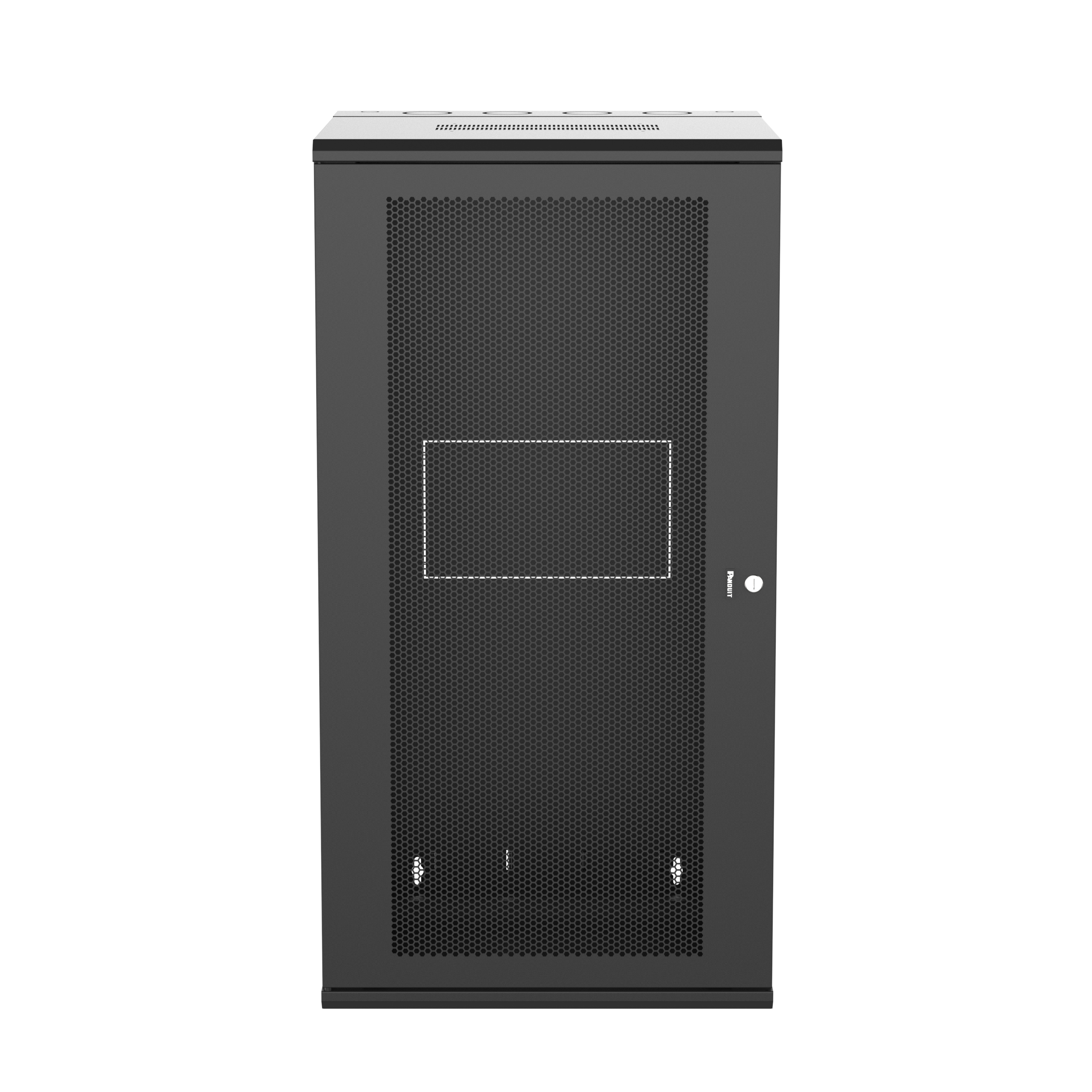 PanZone® Duvar Montajlı Kabin, 26RU, 25" Derinlik, Perforlu Kapı, Siyah
