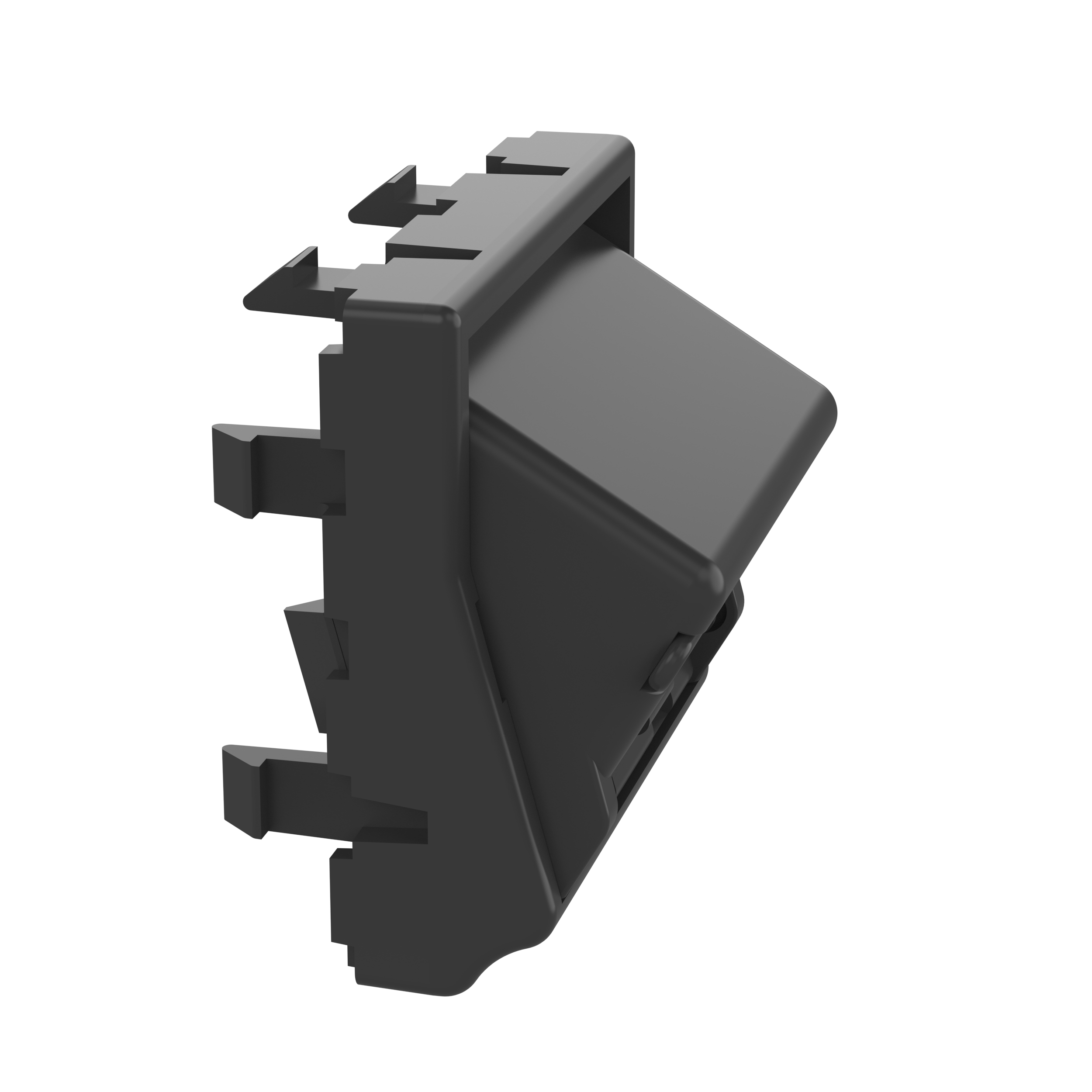 45mm x 45mm, Eğimli Perdeli, Adaptör, Yapışkanlı Etiket, 2 port, Siyah