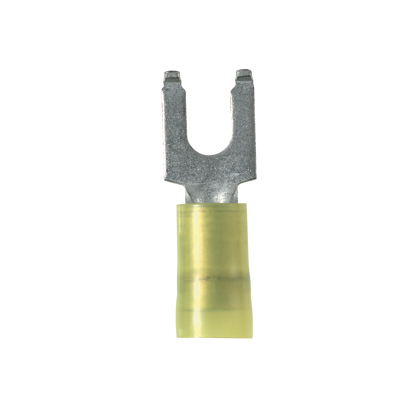 Flanşlı Çatal Terminal, naylon yalıtımlı, 12 - 10 AWG, #10 somun boyutu, 500'lü paket