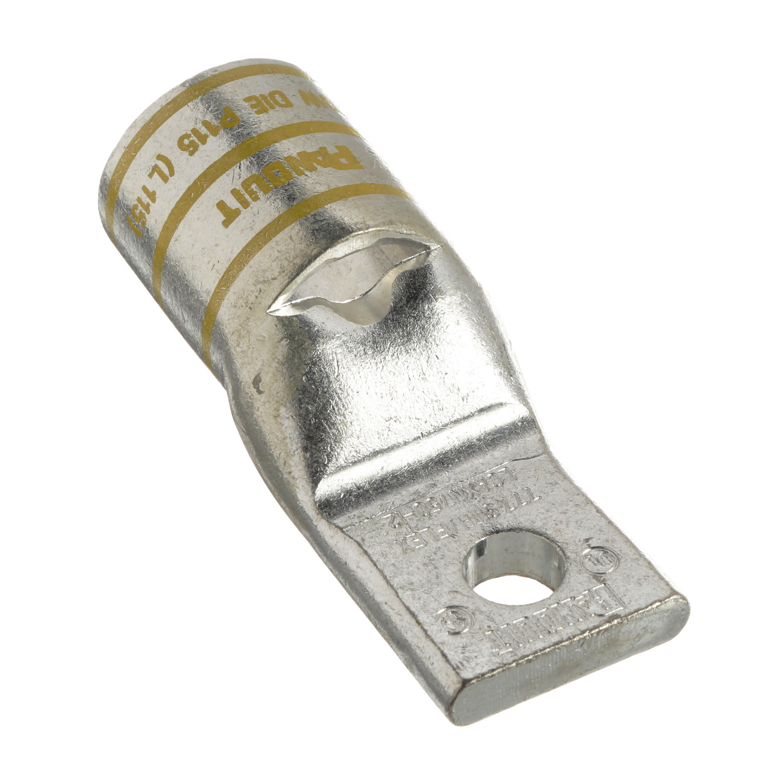 Copper Compression Lug,Narrow,300kcmil,Flex,3/8" Stud,Tin-Plated