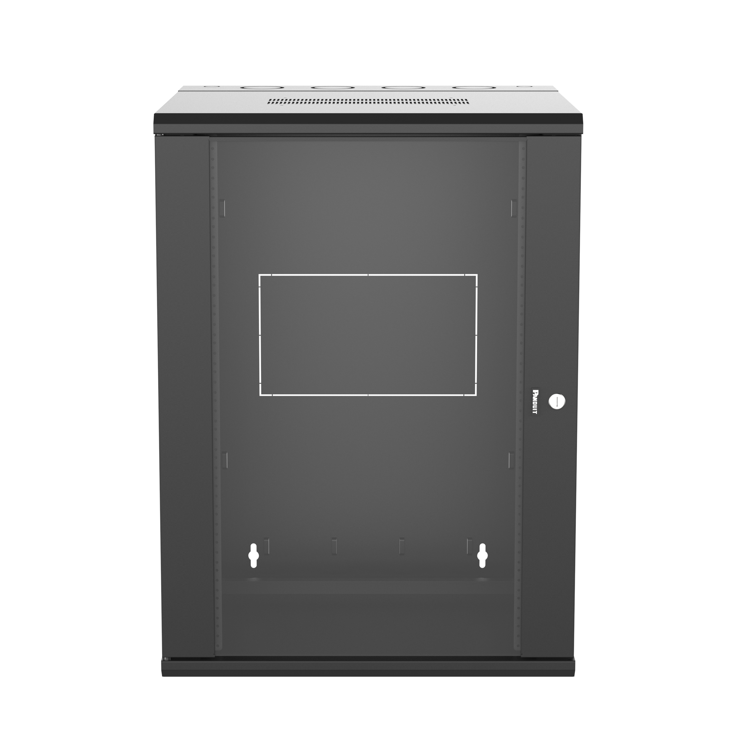 PanZone® Duvar Montajlı Kabin, 18RU, 25" Derinlik, Camlı Kapı, Siyah