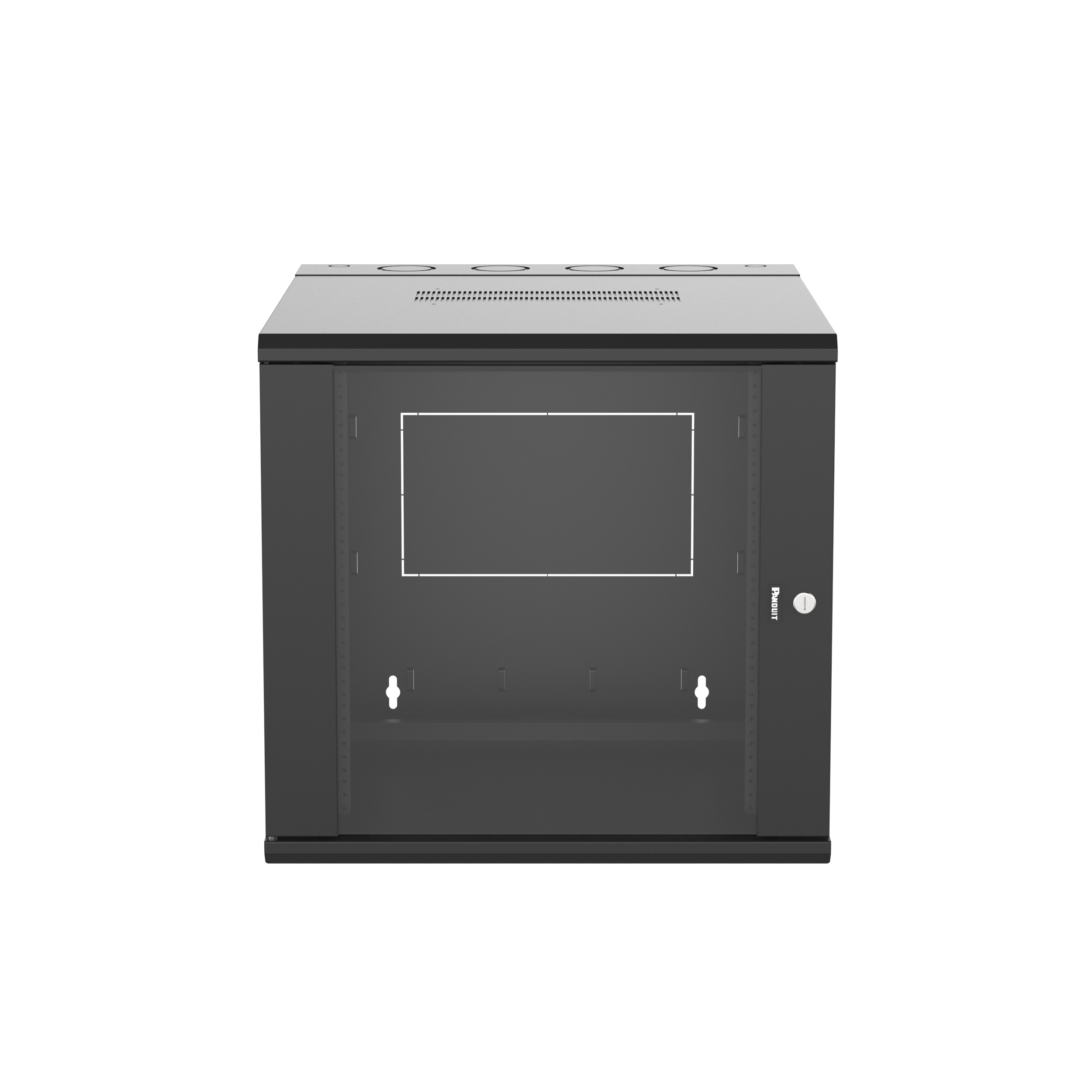 PanZone® Duvar Montajlı Kabin, 12RU, 30" Derinlik, Camlı Kapı, Siyah