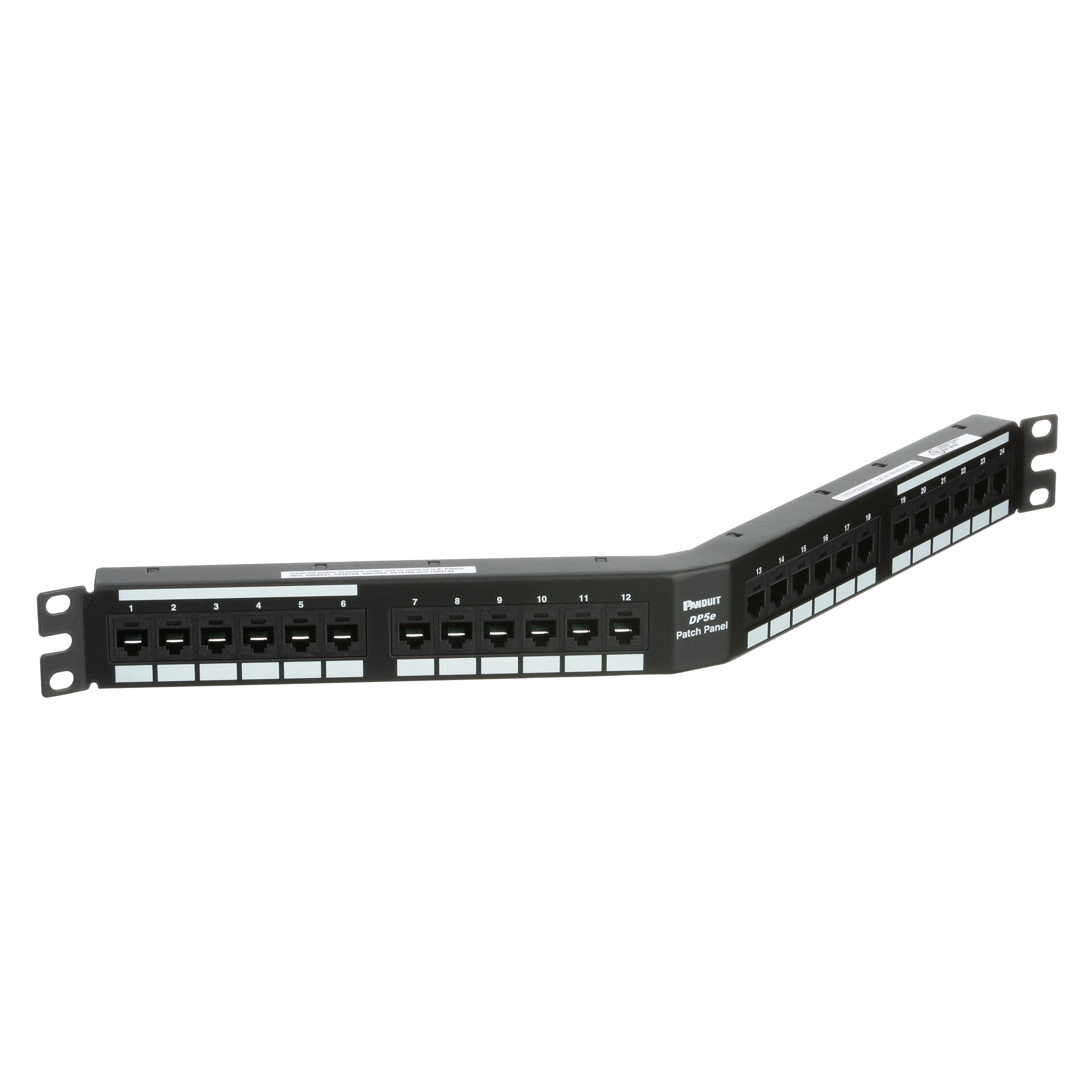 Dik Açılı Cat 5e Çıkış Paneli 24 Port, 1RU, Siyah