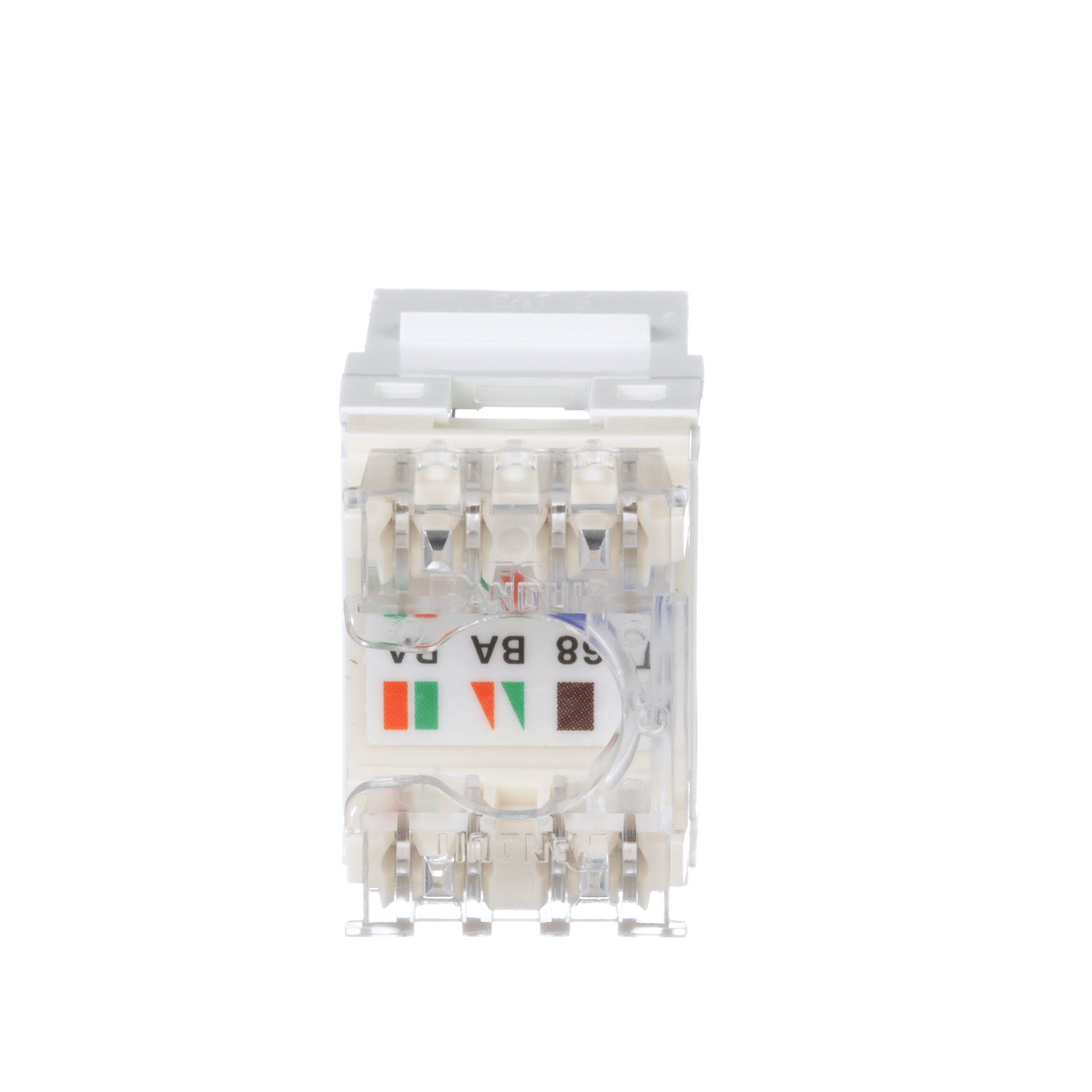 Bükümlü Çift RJ45 Cat 6 Çıkış Keystone Jak Modülü, Beyaz