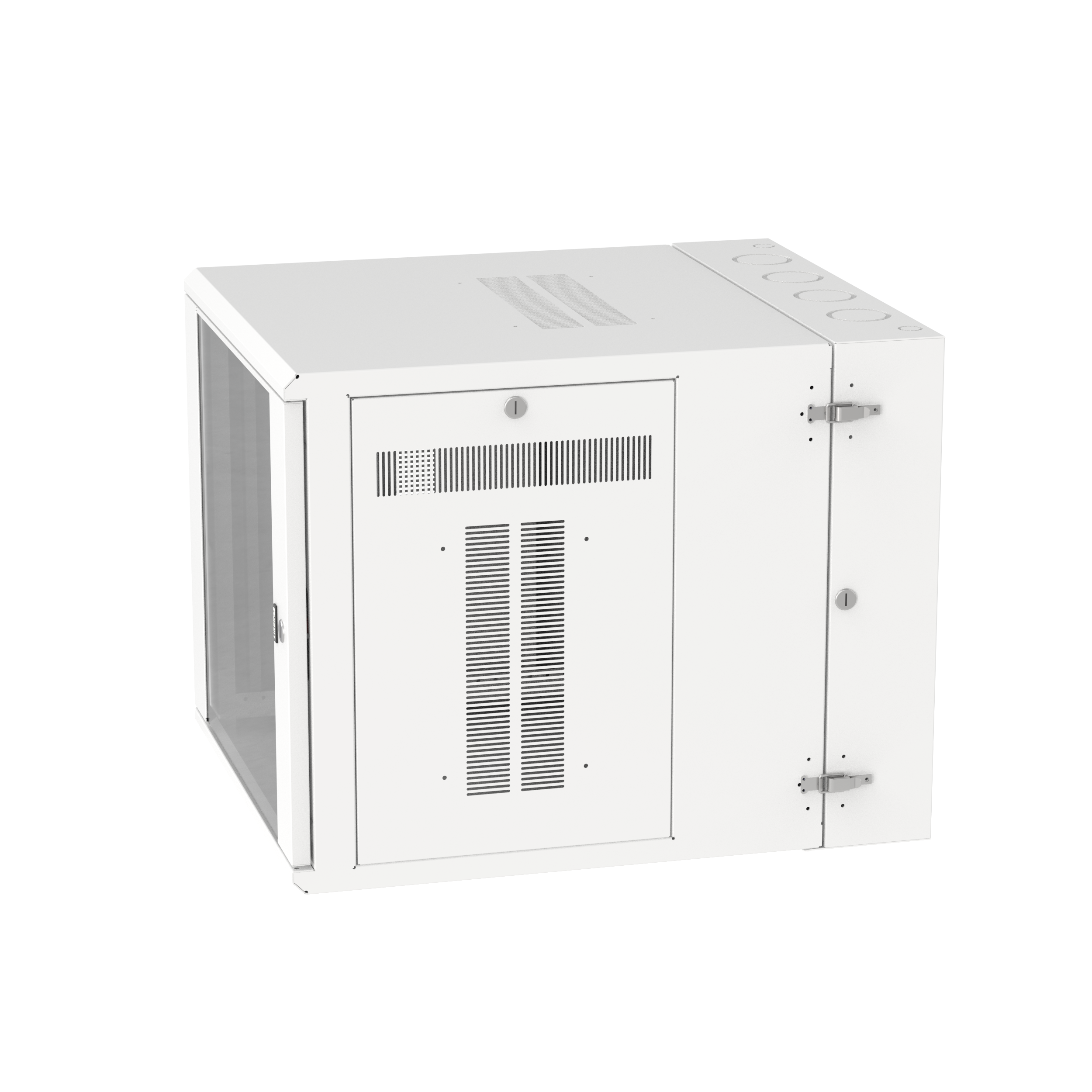 PanZone® Duvar Montajlı Kabin, 12RU, 30" Derinlik, Camlı Kapı, Beyaz