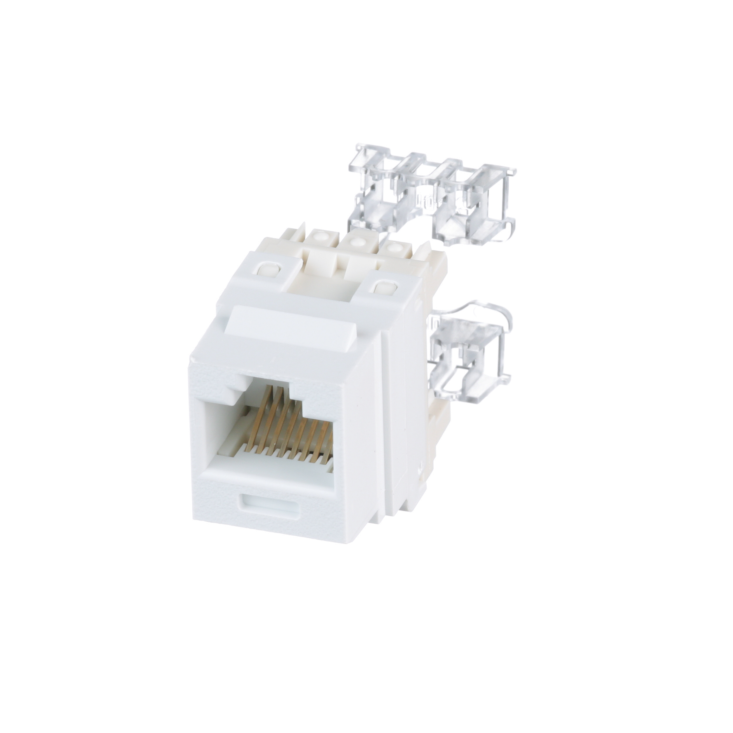 Bükümlü Çift RJ45 Cat 6 Çıkış Keystone Jak Modülü, Beyaz