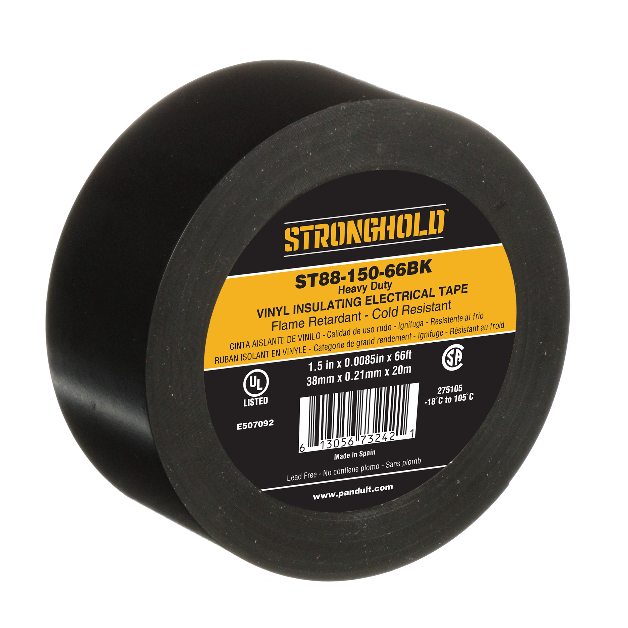 Electrical Tape, Black, PVC,Heavy Duty, 38mm,0.21mm, PK1
