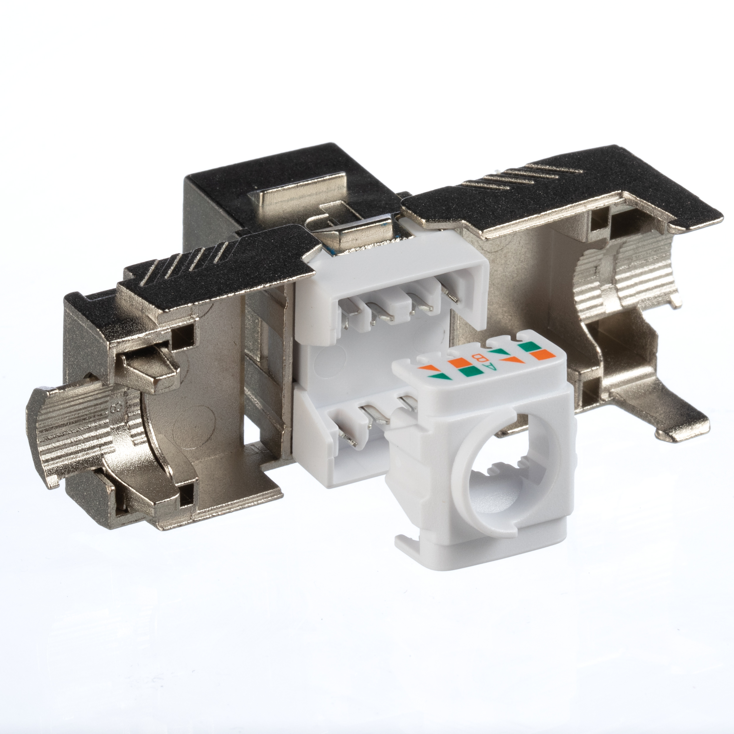 Keystone Cat 6A Shielded Jack, Die-Cast Body with Blue Facing