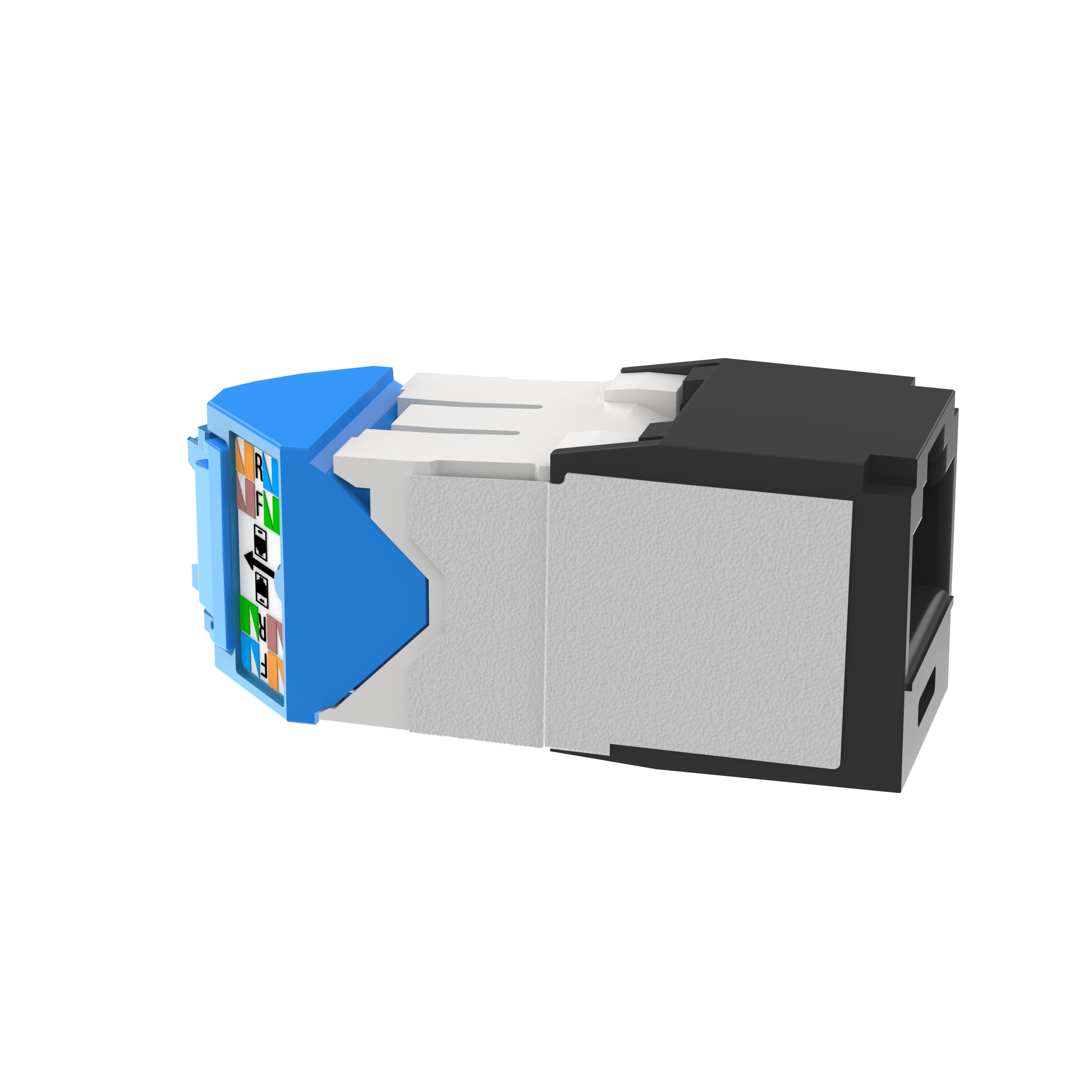 Cat6a Left/Right 45 Degree TG Wirecap Jack Module, (BL), 24 Pack