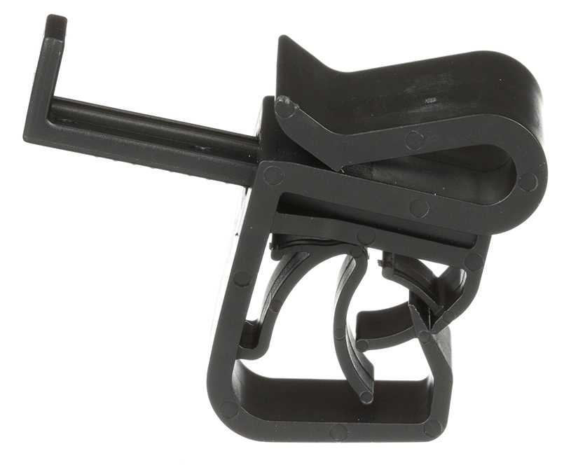 Edge Clip, Parallel, Cable Down, Black, UV Acetal, PK100