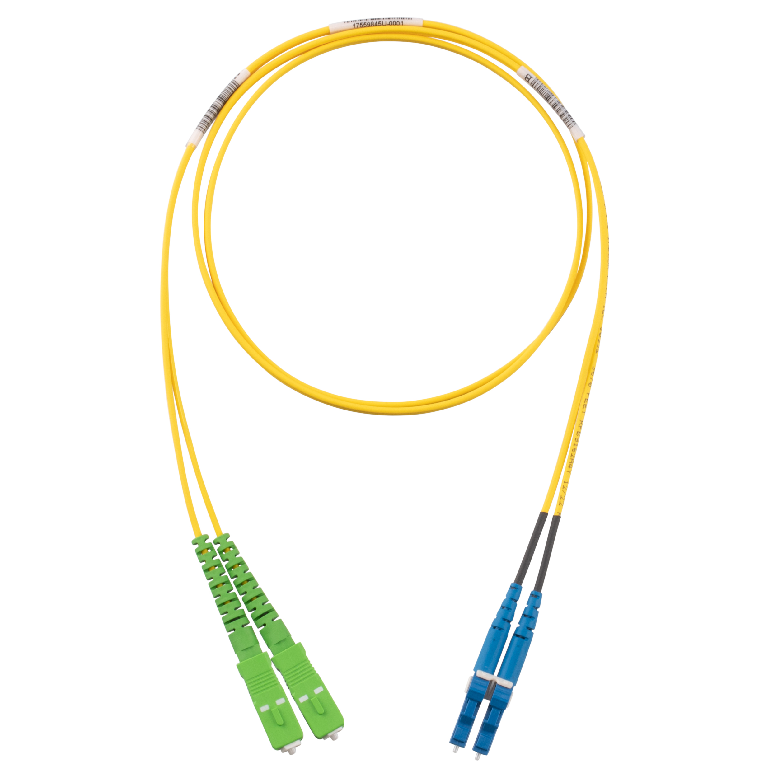 OS2, 2 Fiber 1.6mm Yama kablosu, Yükseltilmiş Yer, SC APC - LC Çiftleşmeli, Standart Polarite, Standart Eklem Kaybı - 2 Metre