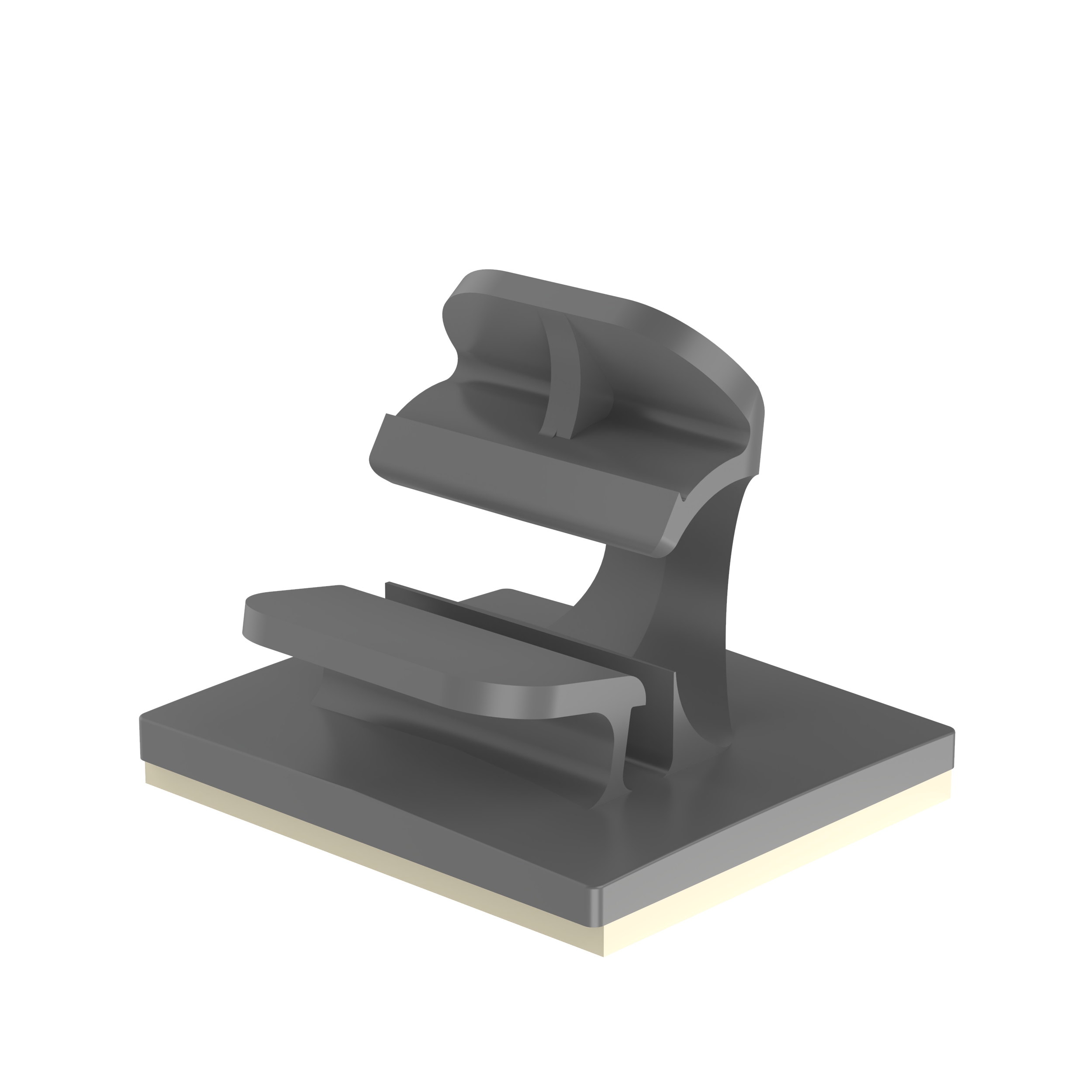 Kablo Klipsi, Gri, PA 6.6, Kauçuk Yapışkanlı, 22.4x25.4mm, 500'lü Paket