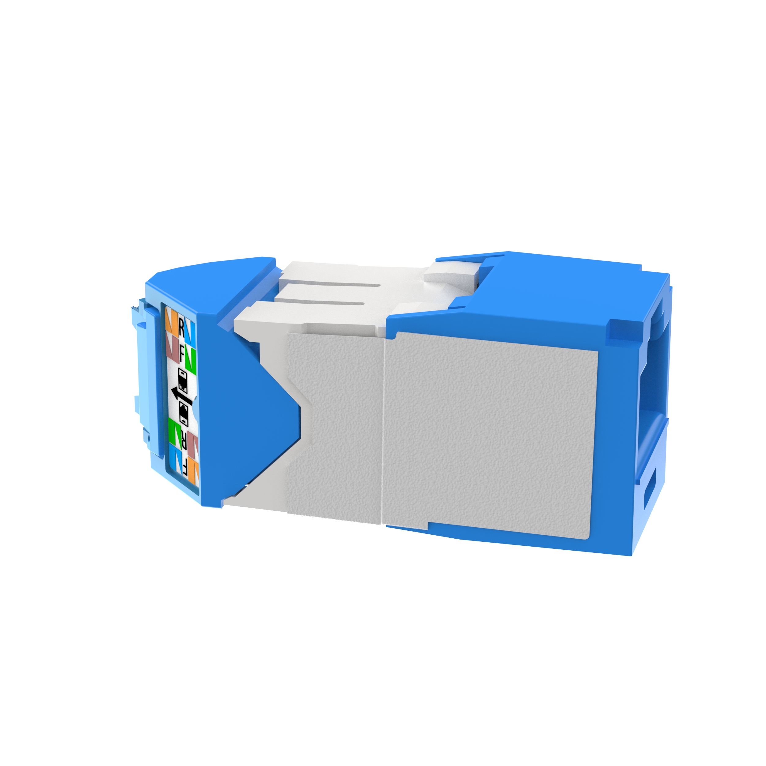 Twisted Pair RJ45 Cat 6A Sol/Sağ Transformatörlü Jak Modülü, Mavi