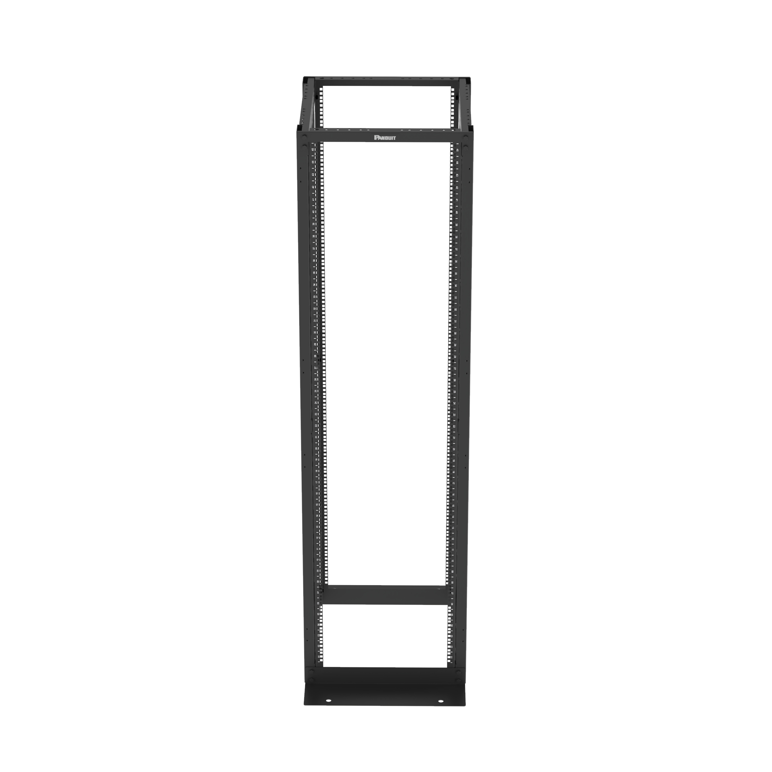 4 Post Rack, 45RU, 23 in. Derin, Kafes Somun E-Rayları, Siyah