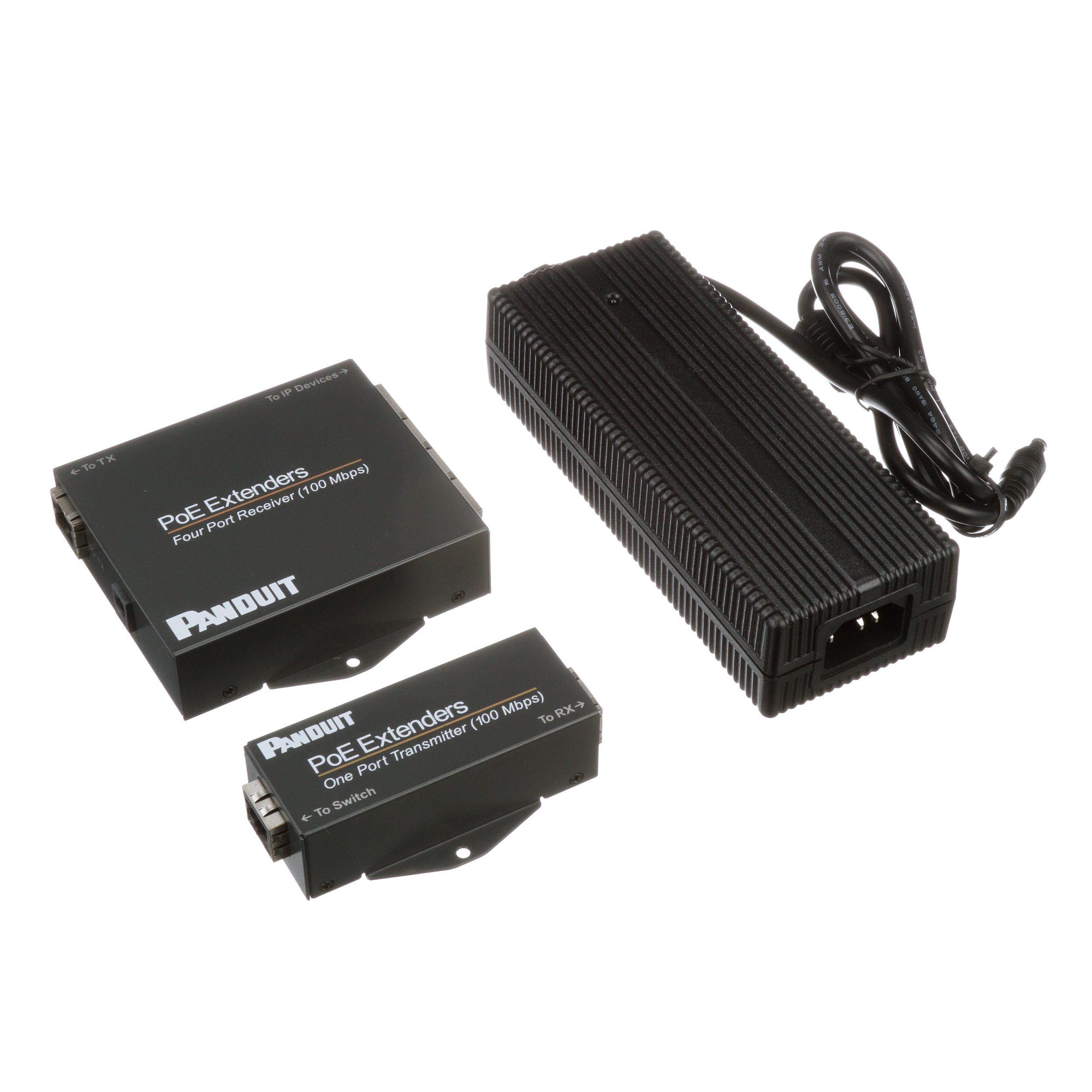 PoE Genişletme Seti, 1 Port Tx ve 4 Port Rx Kutusu, 110W Güç Kaynağı, Güç Kablosuz