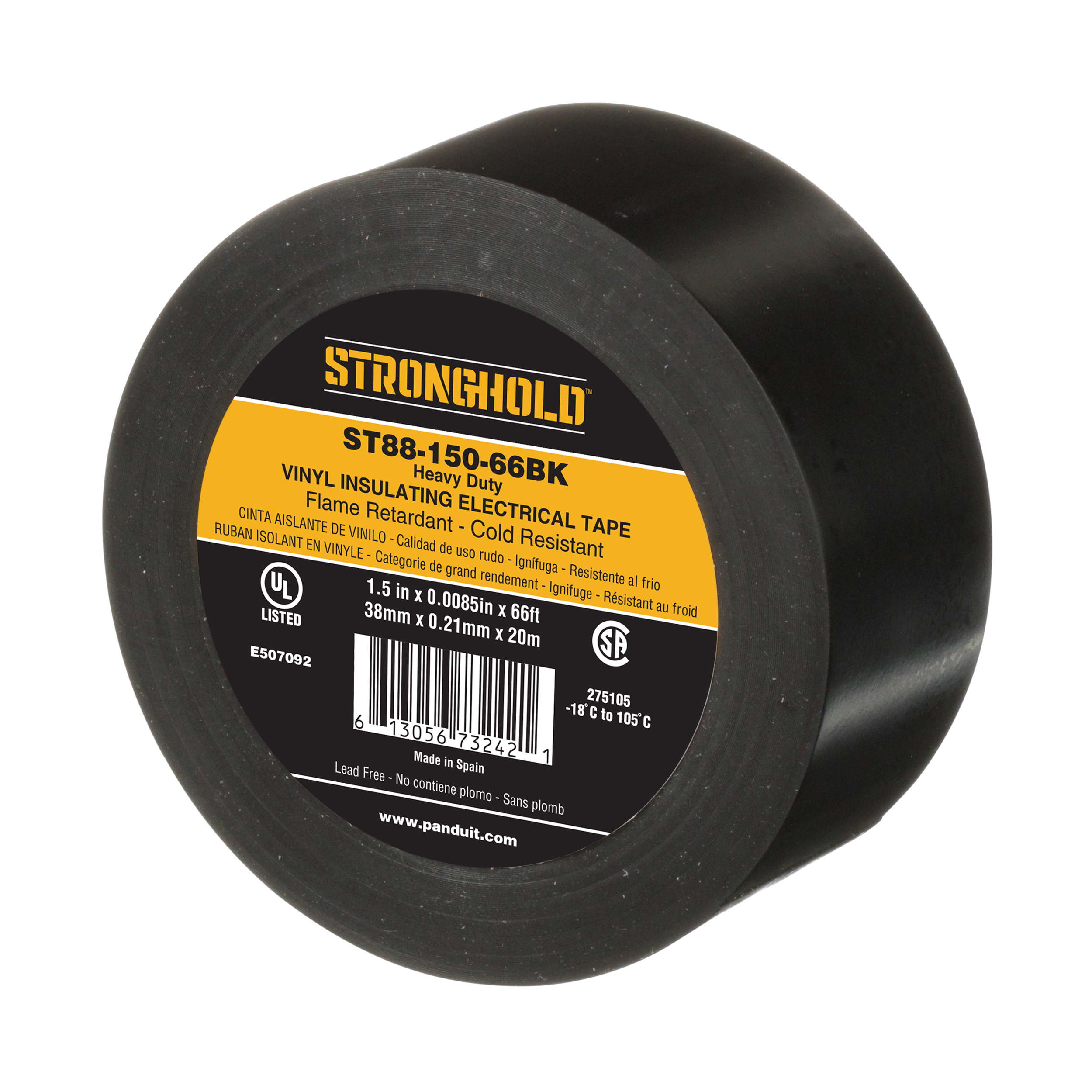 Electrical Tape, Black, PVC,Heavy Duty, 38mm,0.21mm, PK1