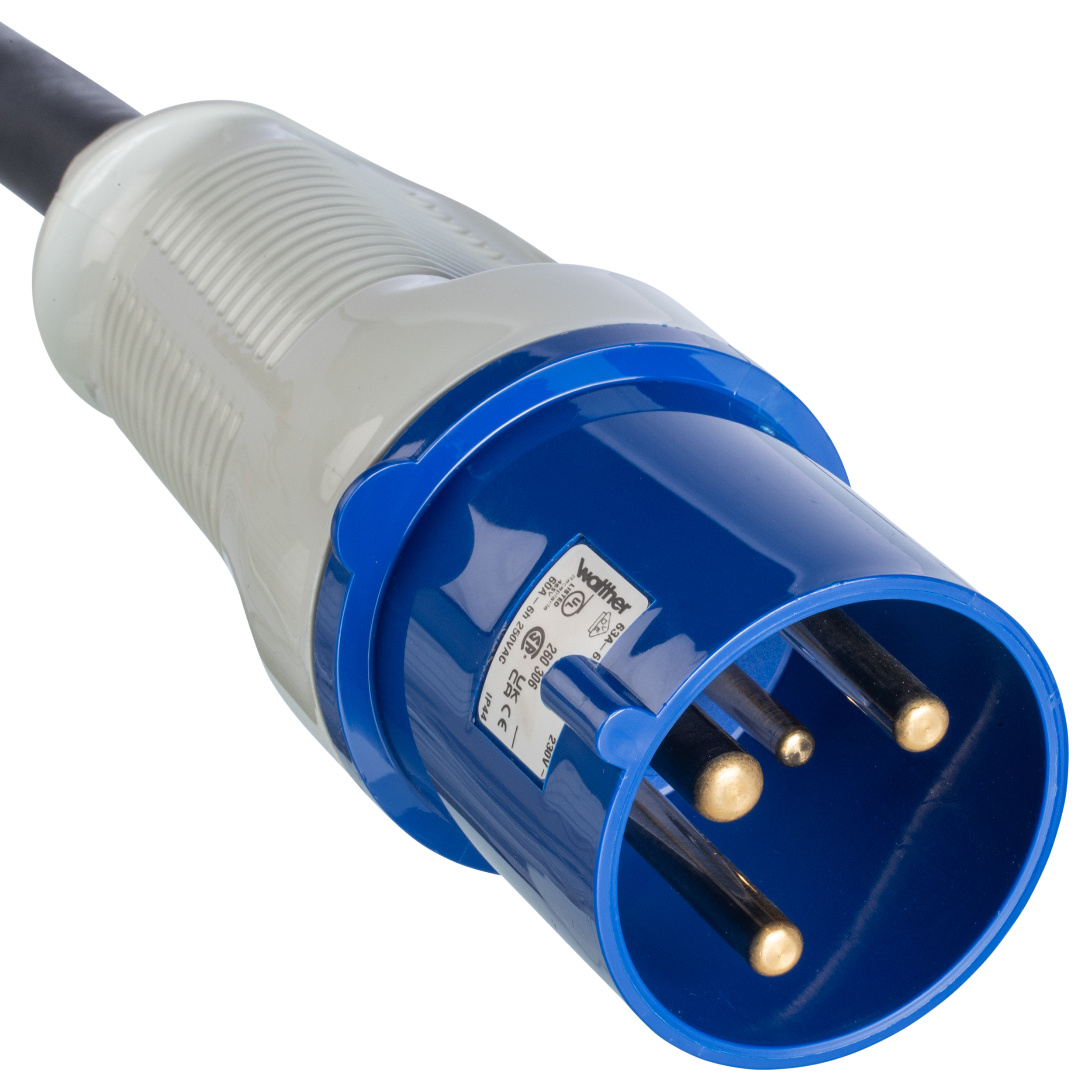 UPDU'ya IEC 60309 2P+E 6h 60A (IP44) uyumlu, KORDON SETİ, 3M (10FT)