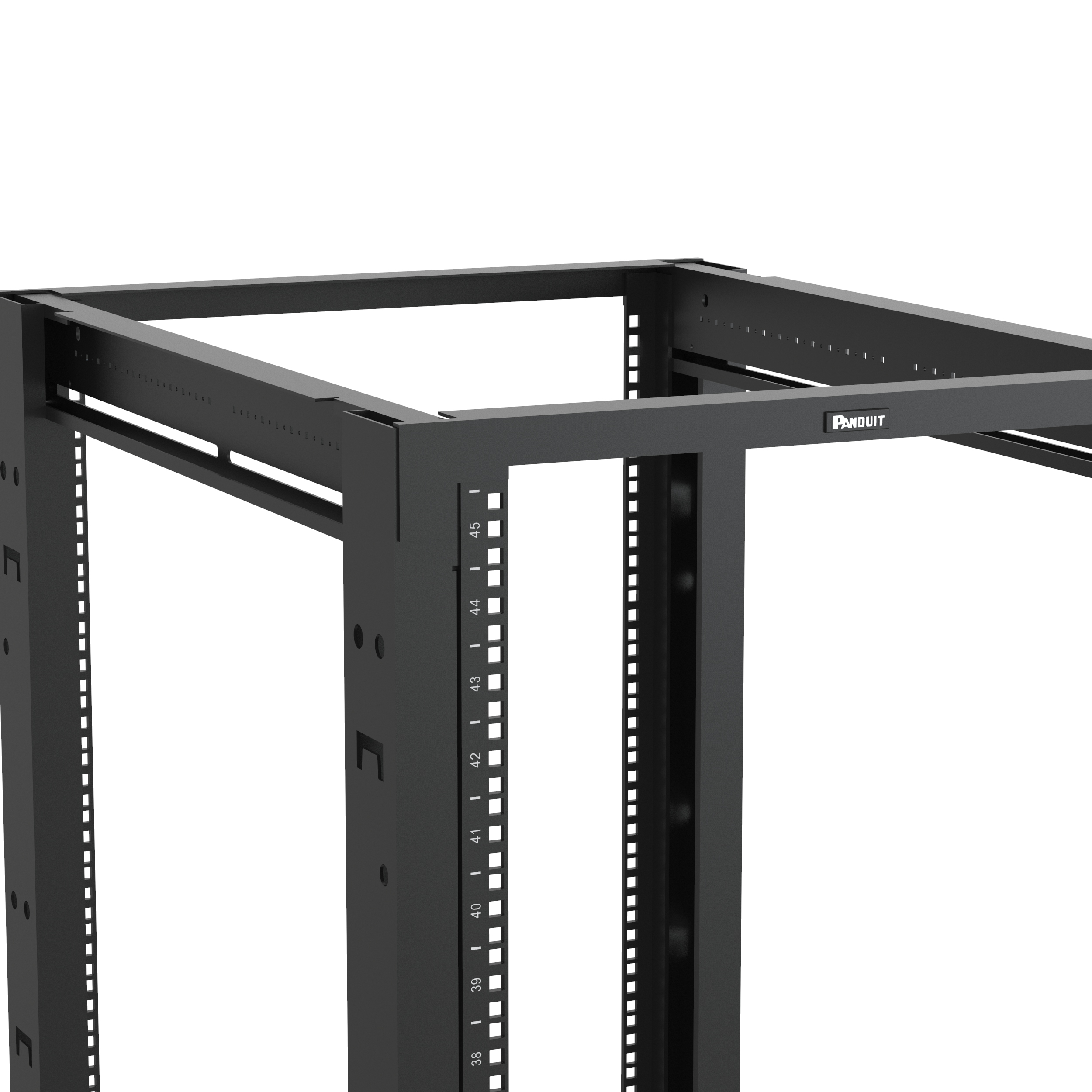 4 Post Rack, 45RU, 30 in. Derin, Kafes Somun E-Raylar, Siyah