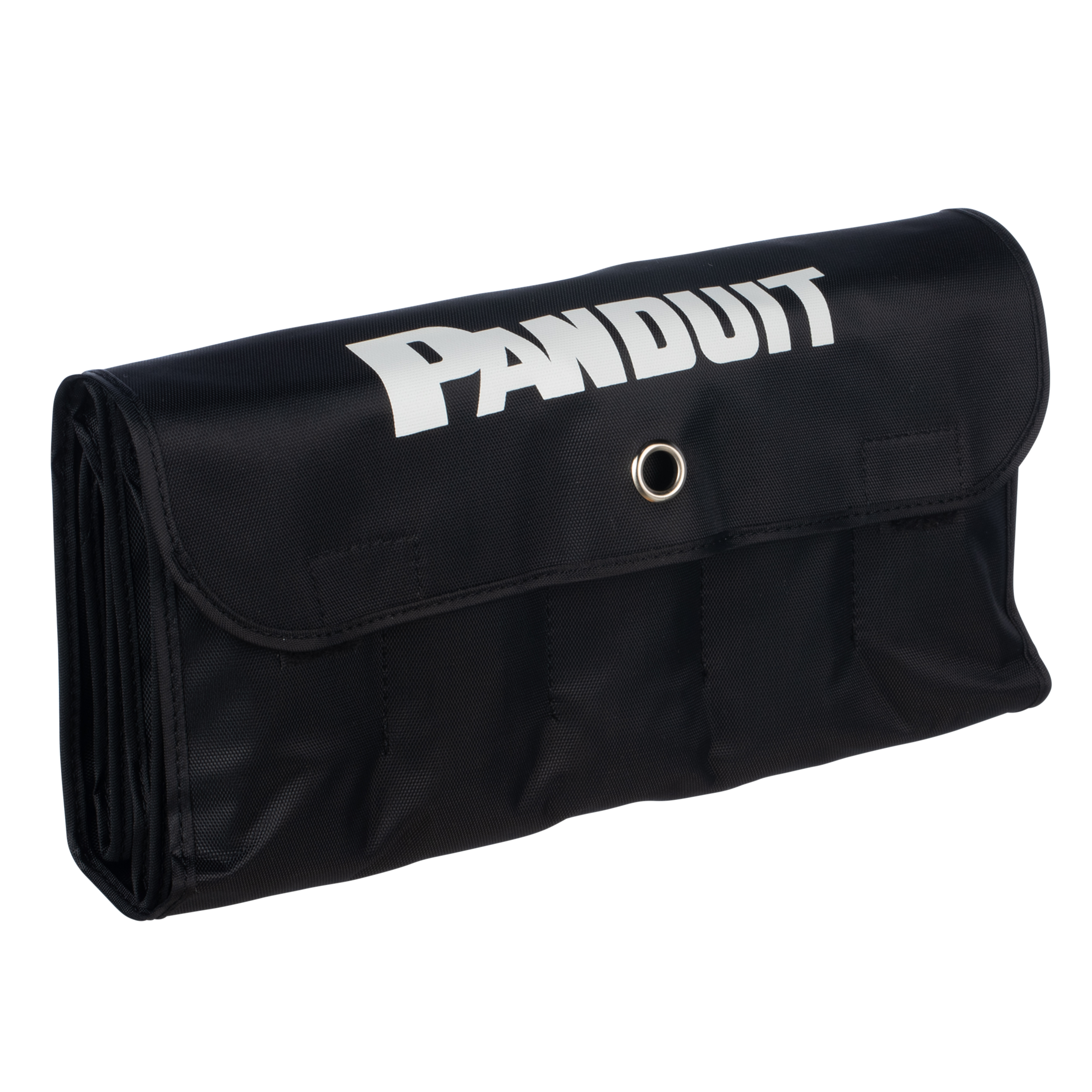 Pan-Pouch™ (2-ply Laminated Black Nylon/Vinyl) filled with 1,250 cable ties (50 each of all 24 striped ties, plus solid Red)