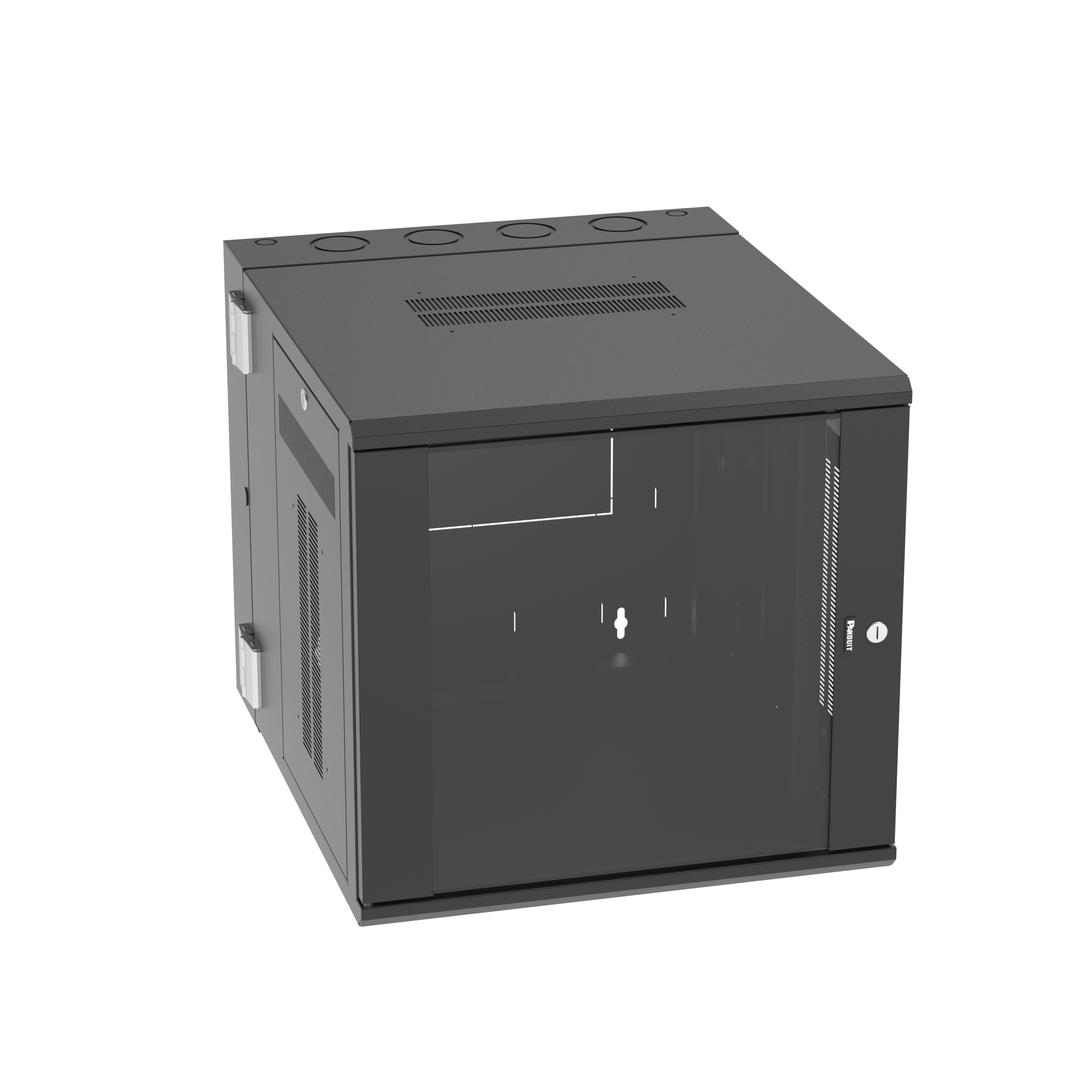 PanZone® Duvar Montajlı Kabin, 12RU, 30" Derinlik, Camlı Kapı, Siyah