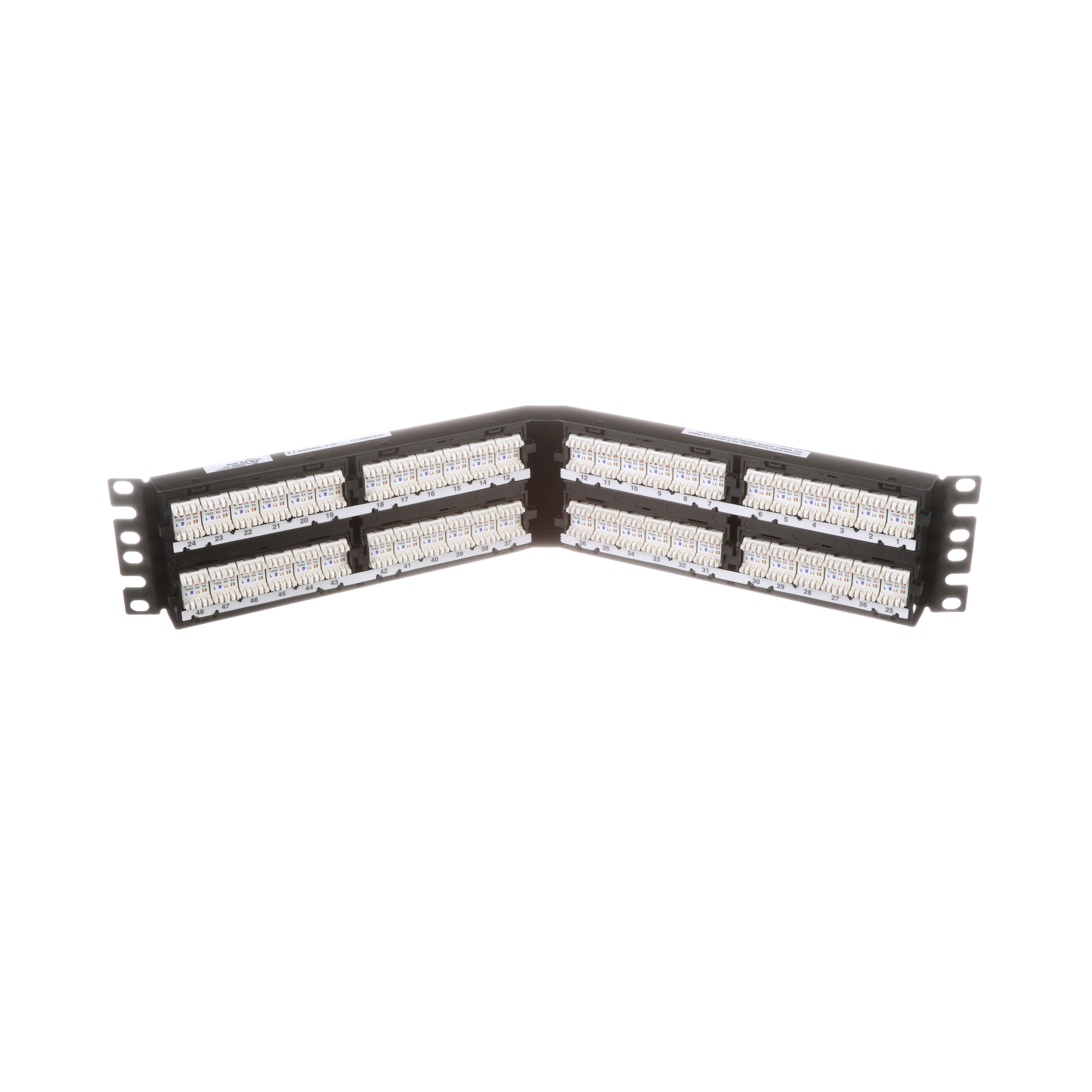 Cat 6 Dik Açılı Çıkış Paneli, 48 Port, 2 RU