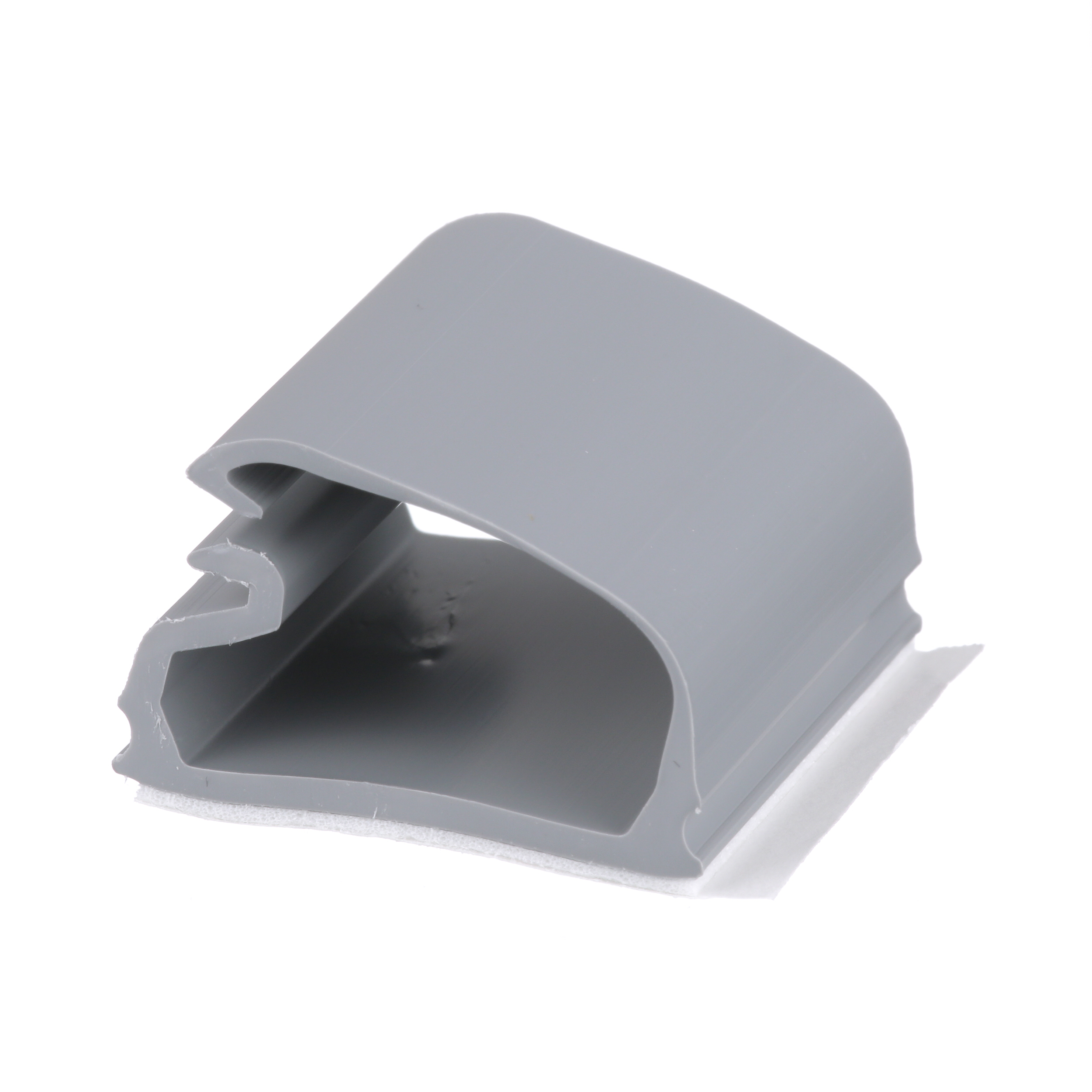 Clip, Light Gray, PVC, Rubber Adh., 38.4x38.4mm, PK50