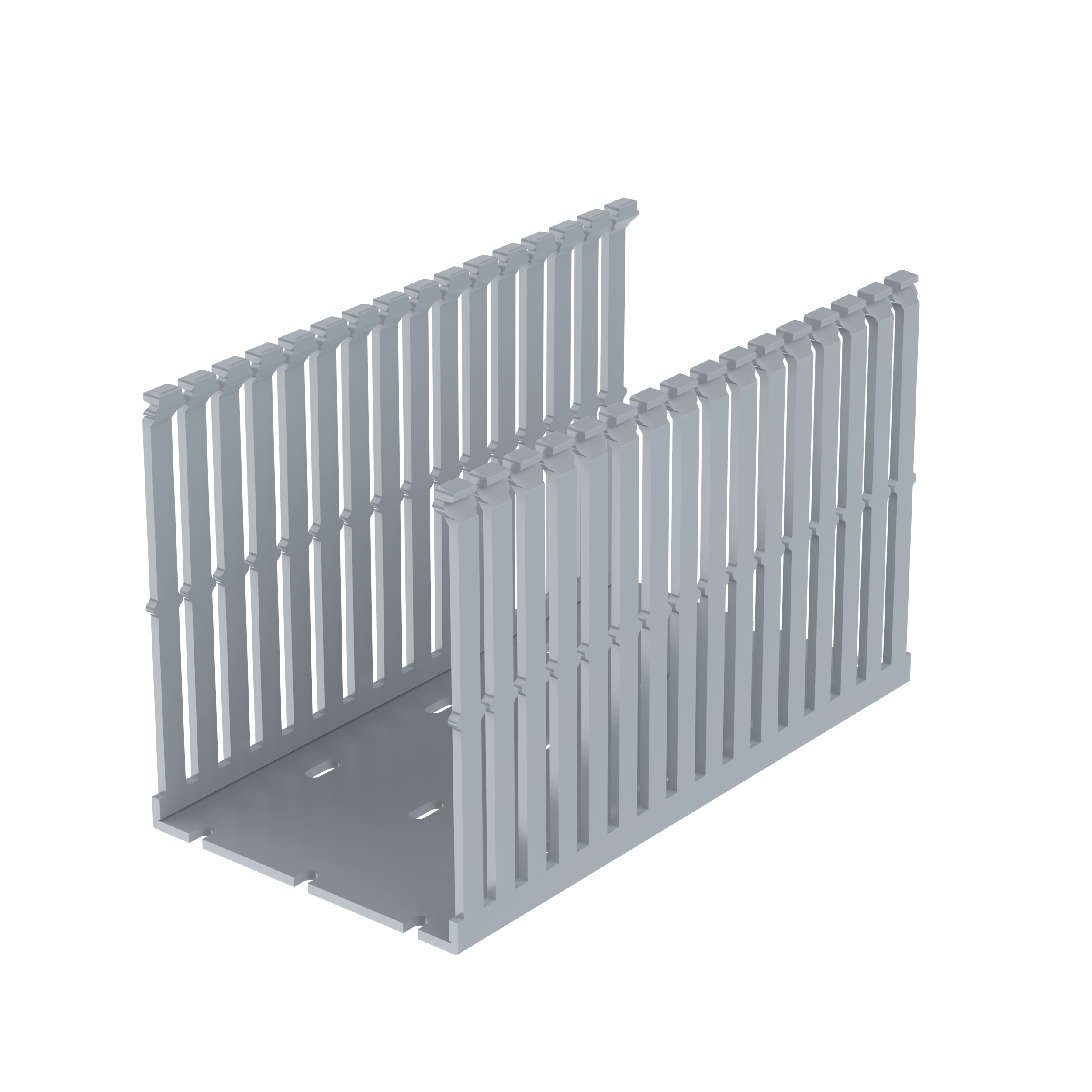 Dar Oluklu Kablo Kanalı, PVC, 101.6 mm x 127 mm x 1828.8 mm, Açık Gri