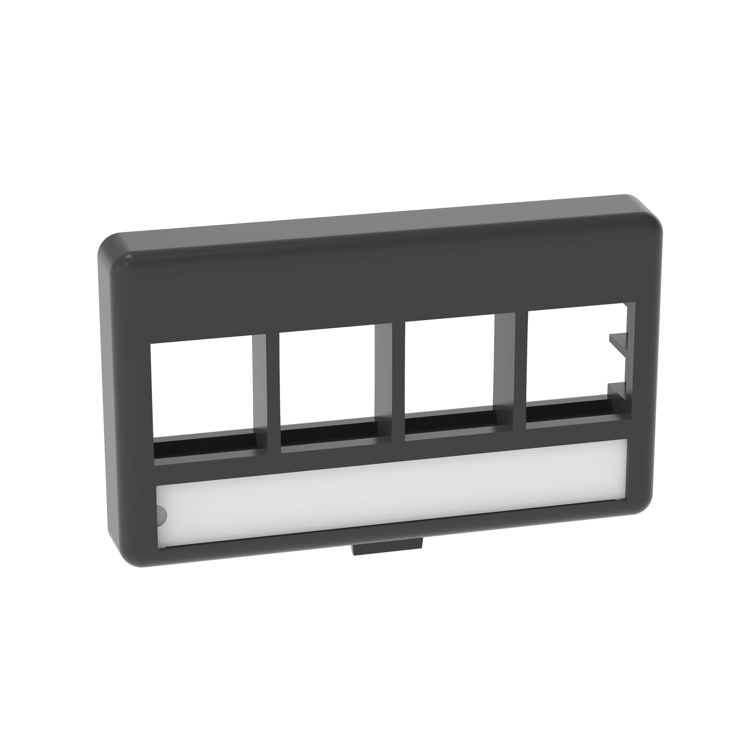 Keystone Mobilya Ön Yüz Plakası, 4 Port, Siyah, Etiket Bölmeli