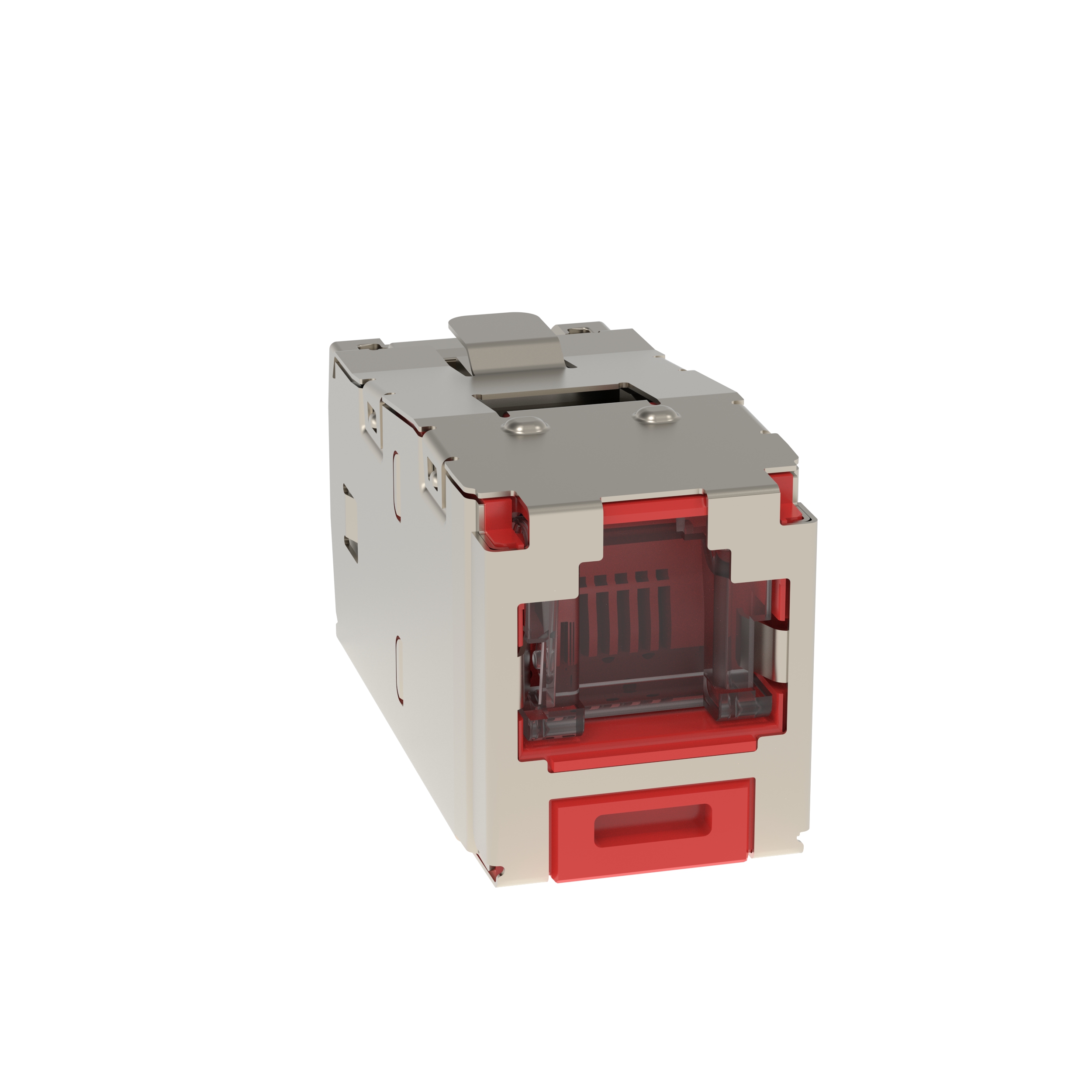 Ekranlanmış RJ45 Cat 6 Kapatmalı TG Jak Modülü, Kırmızı