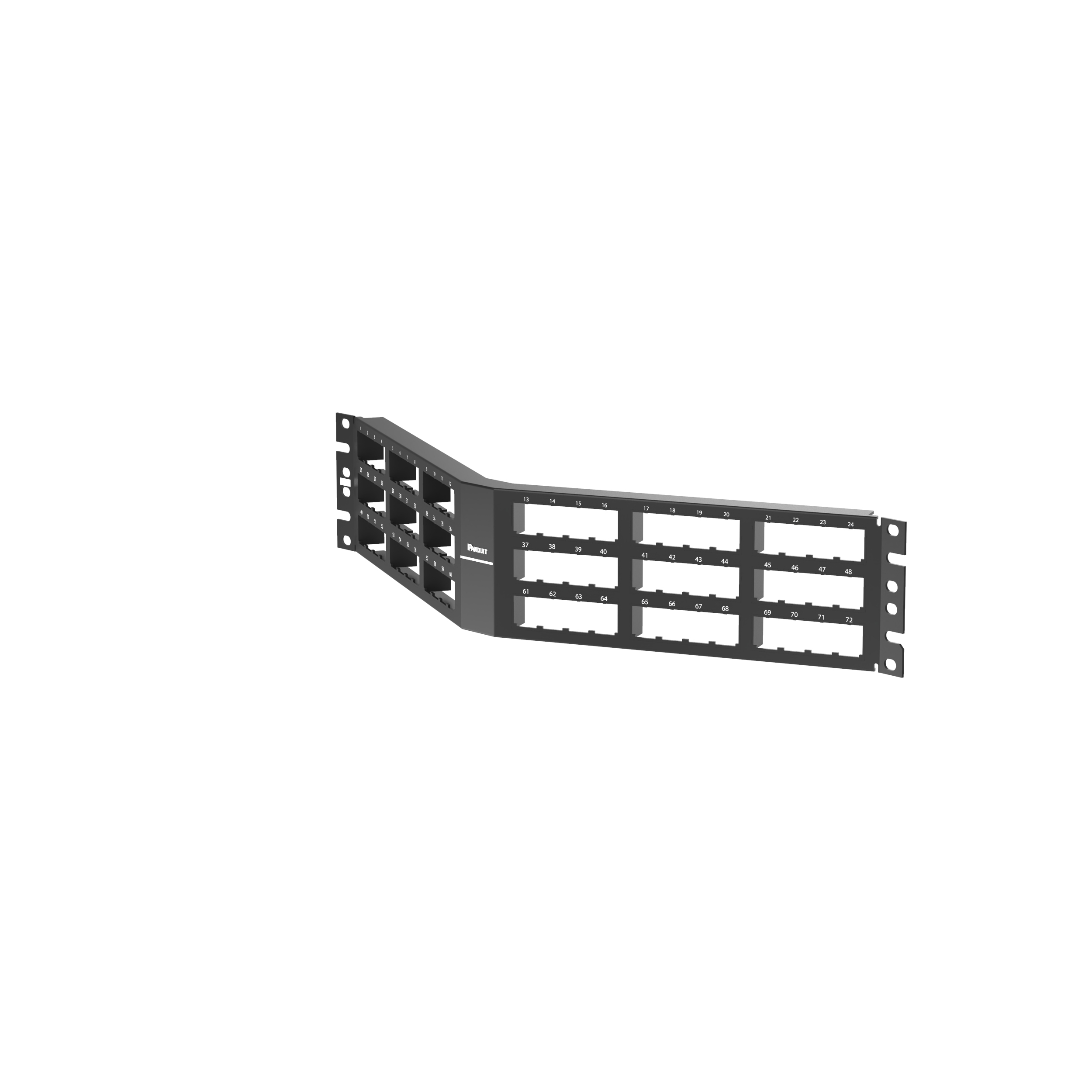 Mini-Com® Ang Flush Patch Panel, 72 Port, 3 RU, BL