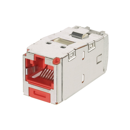 STP RJ45 Cat 6A Anahtarlamalı TG Jak Modülü, Kırmızı