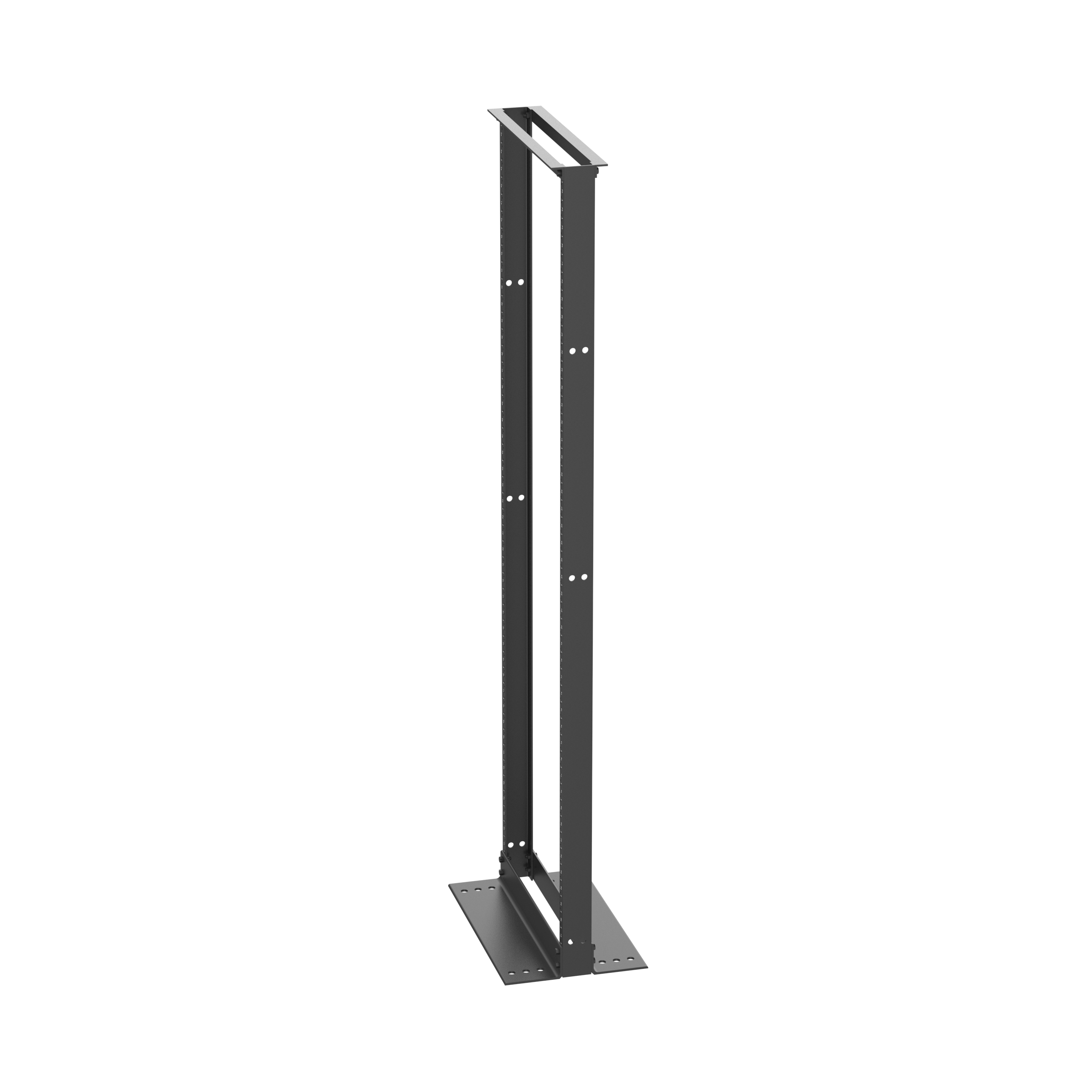 2 Post Rack, 45RU, #12-24 Dişli E-Raylar, Alüminyum, Siyah