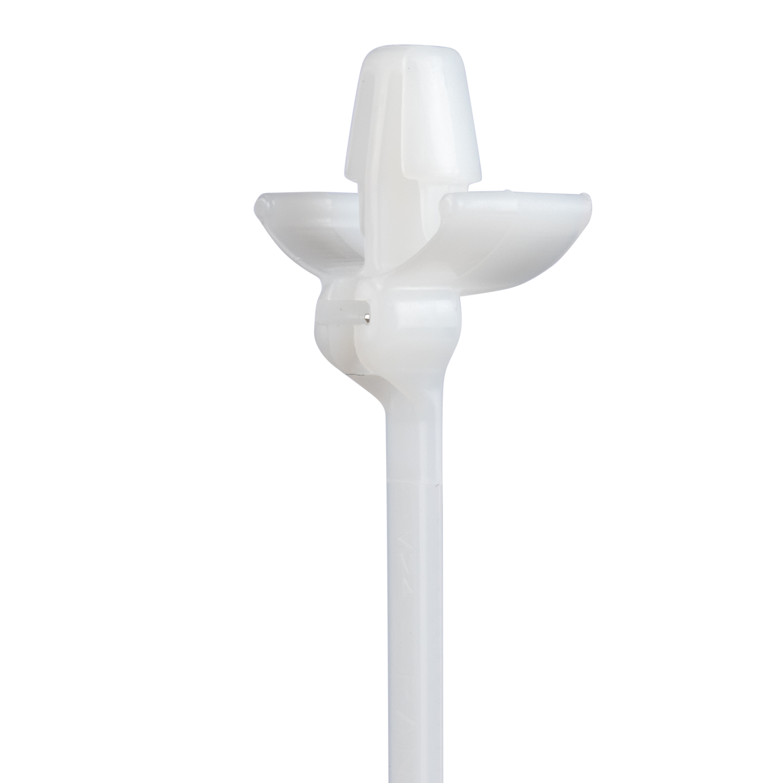 Cable Tie, Wing Push Mount, Metal Barb, 168L, 3.6W, Nylon 6.6, Natural, PK500