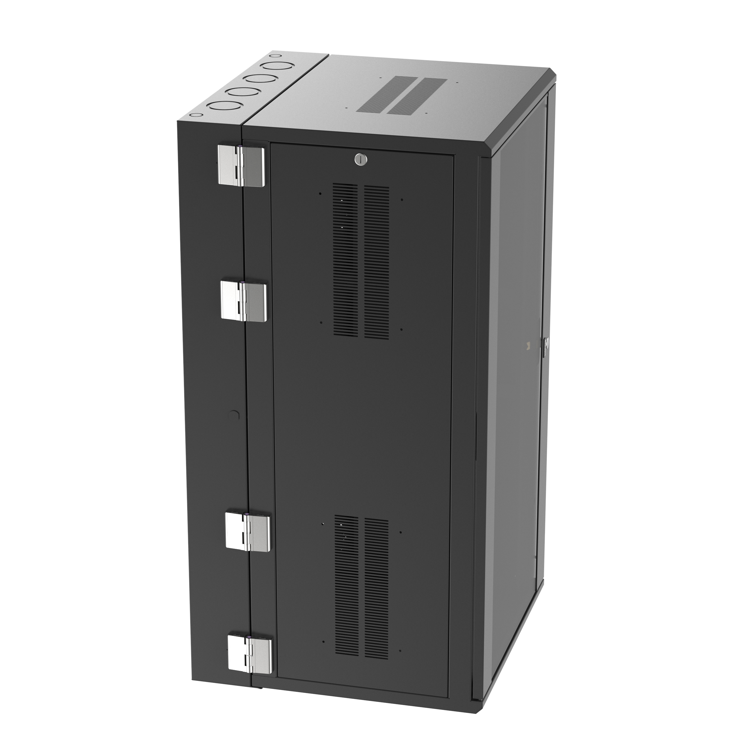PanZone® Duvar Montajlı Kabin, 26RU, 25" Derinlik, Camlı Kapı, Siyah