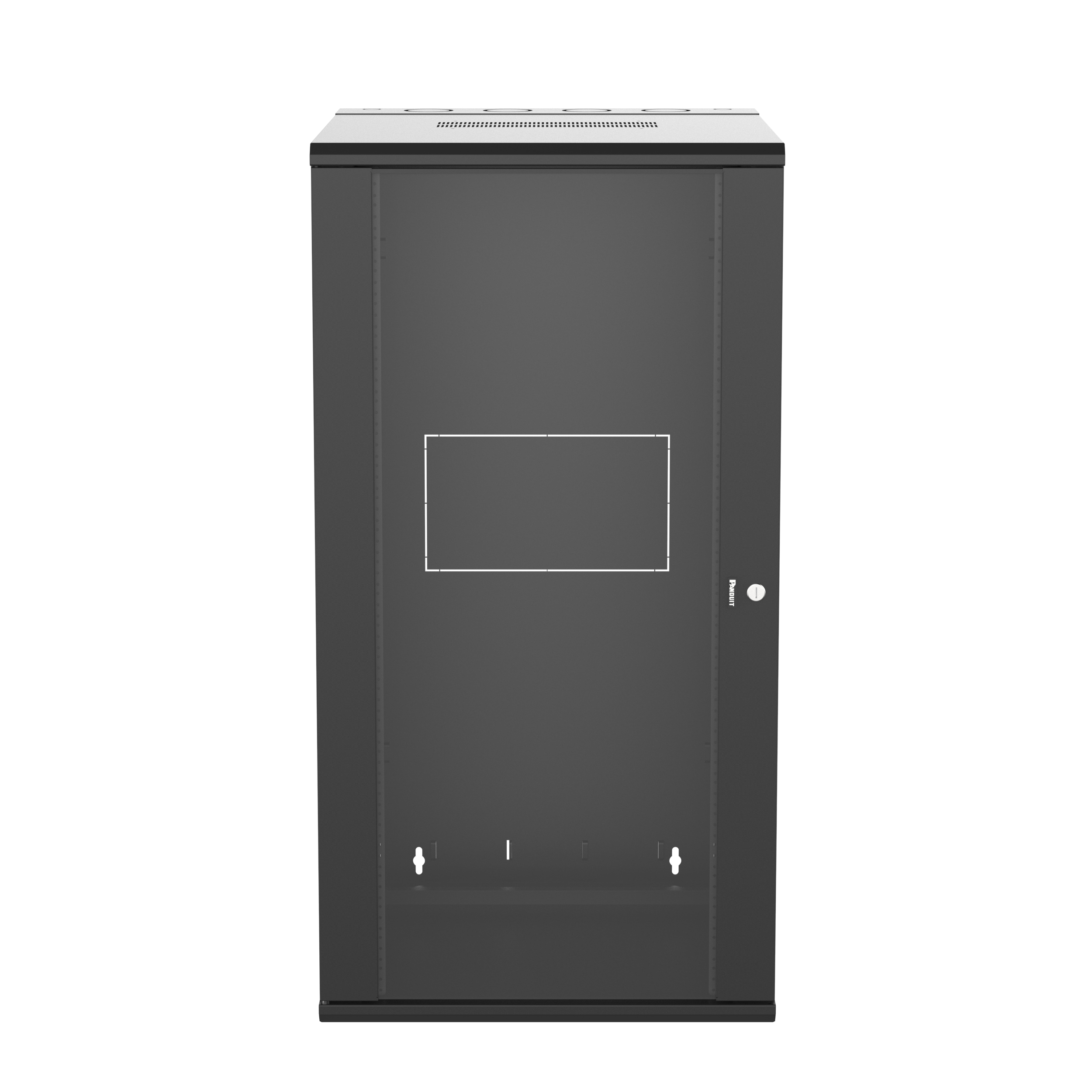 PanZone® Duvar Montajlı Kabin, 26RU, 30" Derinlik, Camlı Kapı, Siyah